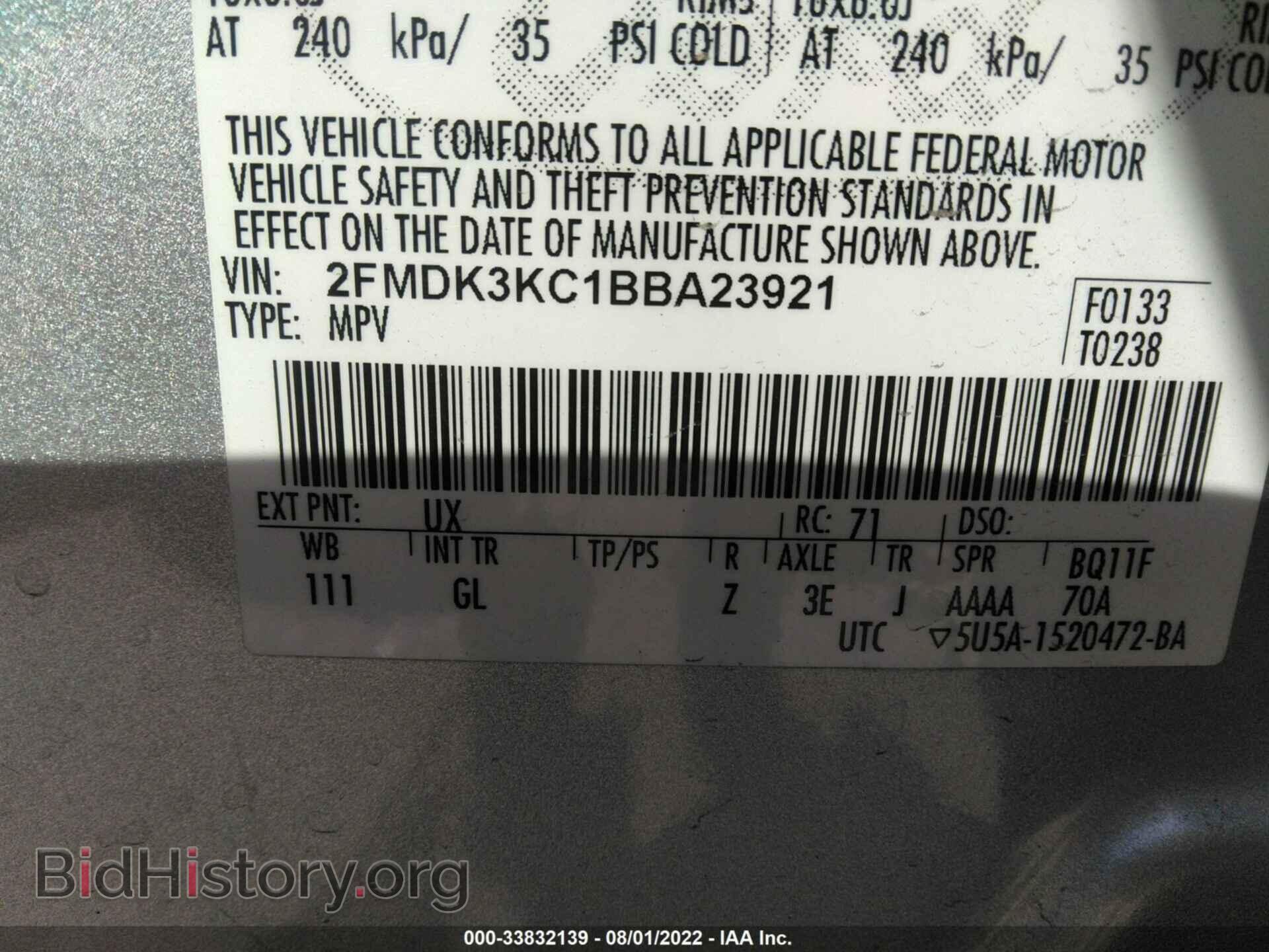 2011 FORD EDGE - VIN: 2FMDK3KC1BBA23921 - Photo 9