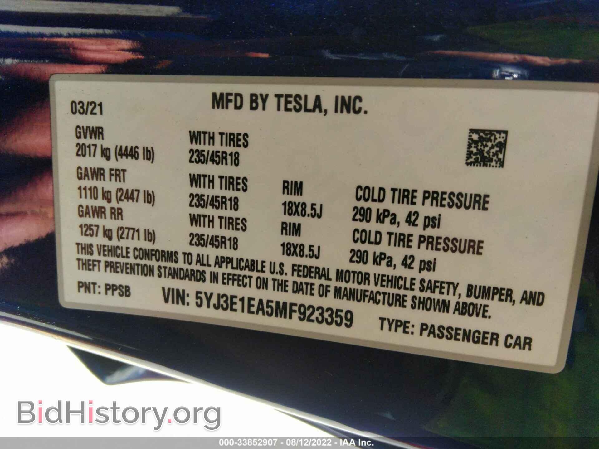 2021 TESLA MODEL 3 - VIN: 5YJ3E1EA5MF923359 - Photo 9
