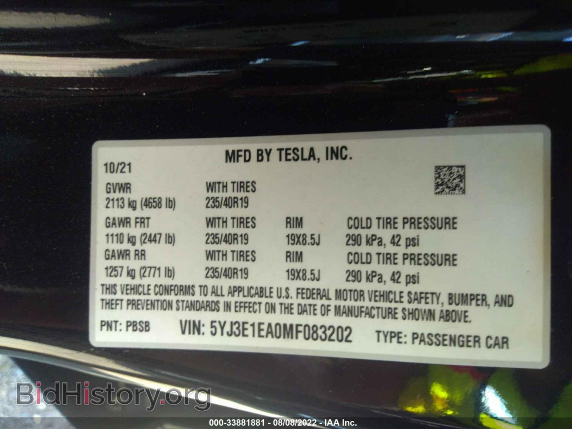 2021 TESLA MODEL 3 - VIN: 5YJ3E1EA0MF083202 - Photo 9