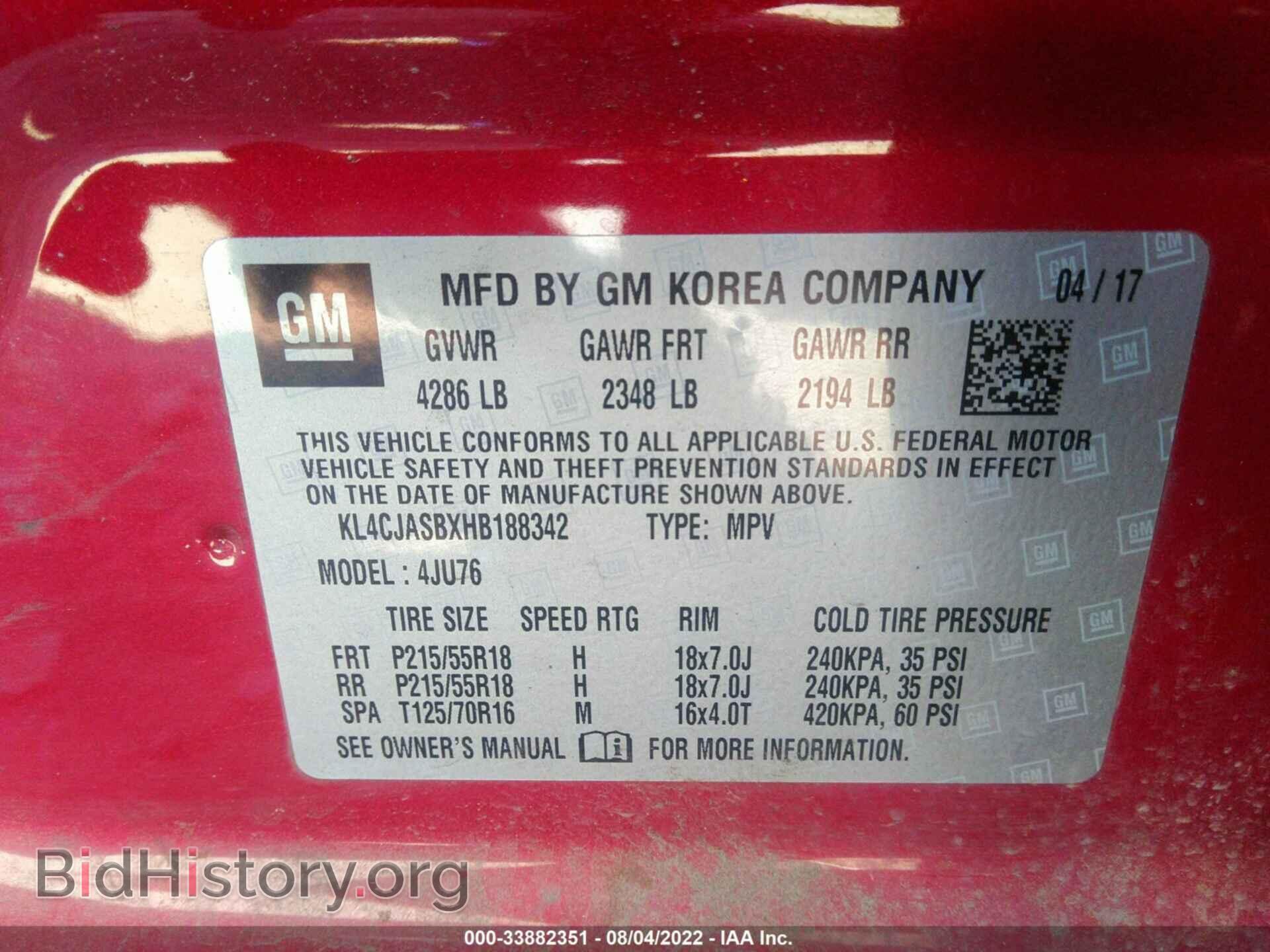 2017 BUICK ENCORE - VIN: KL4CJASBXHB188342 - Photo 9