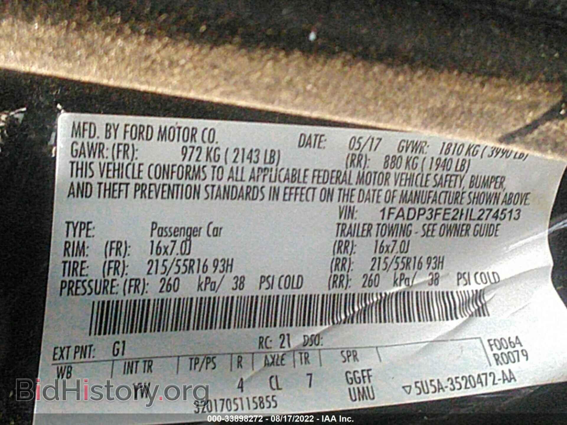 2017 FORD FOCUS - VIN: 1FADP3FE2HL274513 - Фото 9
