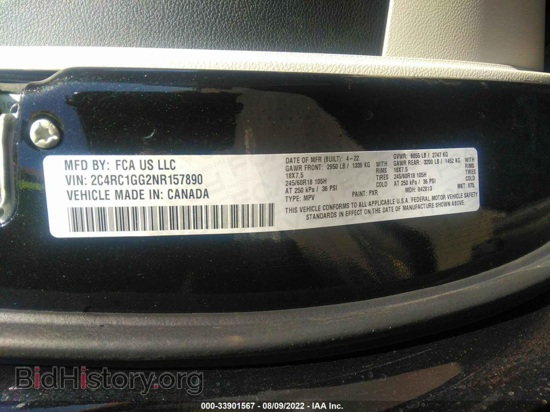 2022 CHRYSLER PACIFICA - VIN: 2C4RC1GG2NR157890 - Фото 9