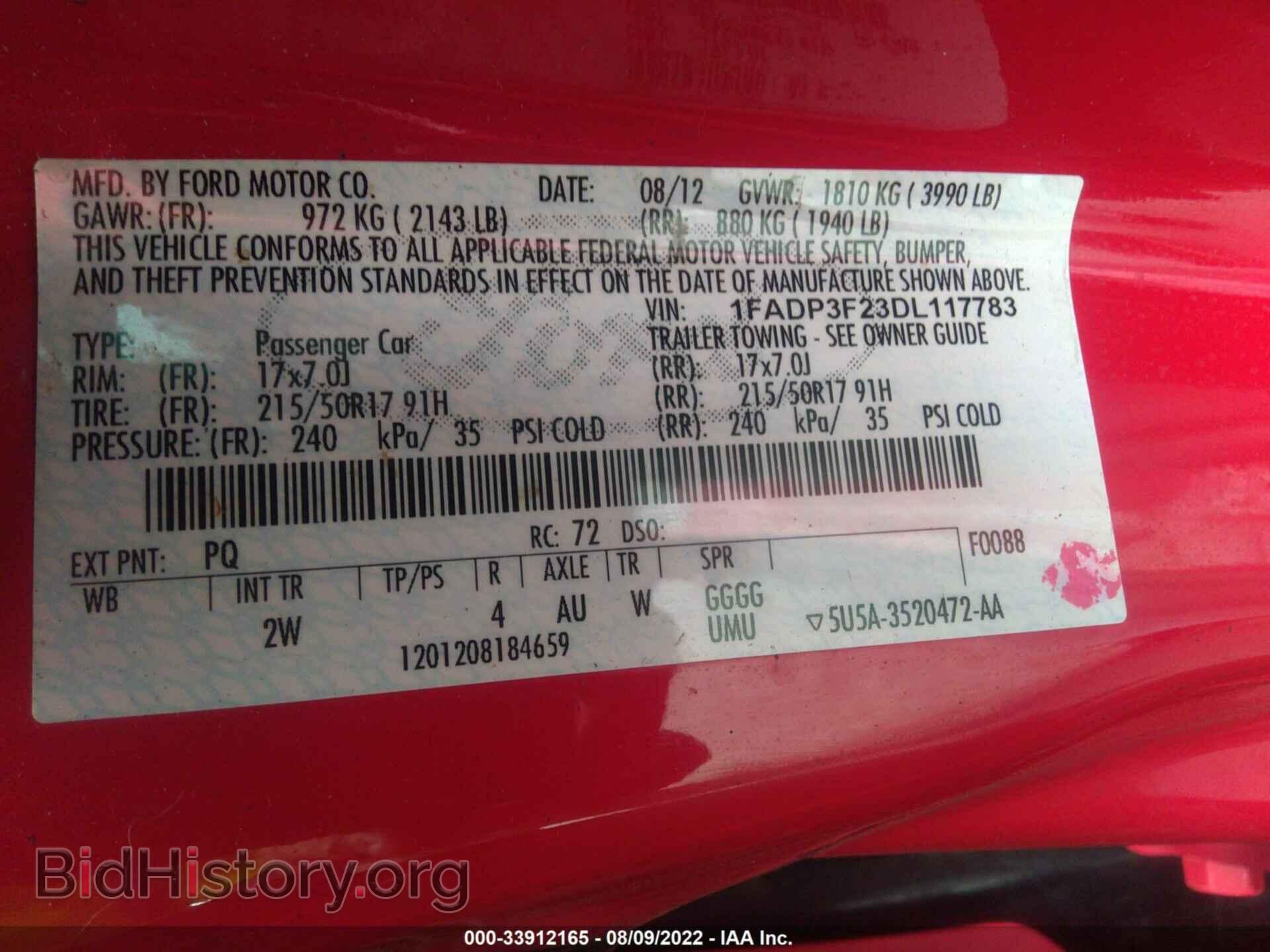 2013 FORD FOCUS - VIN: 1FADP3F23DL117783 - Фото 9