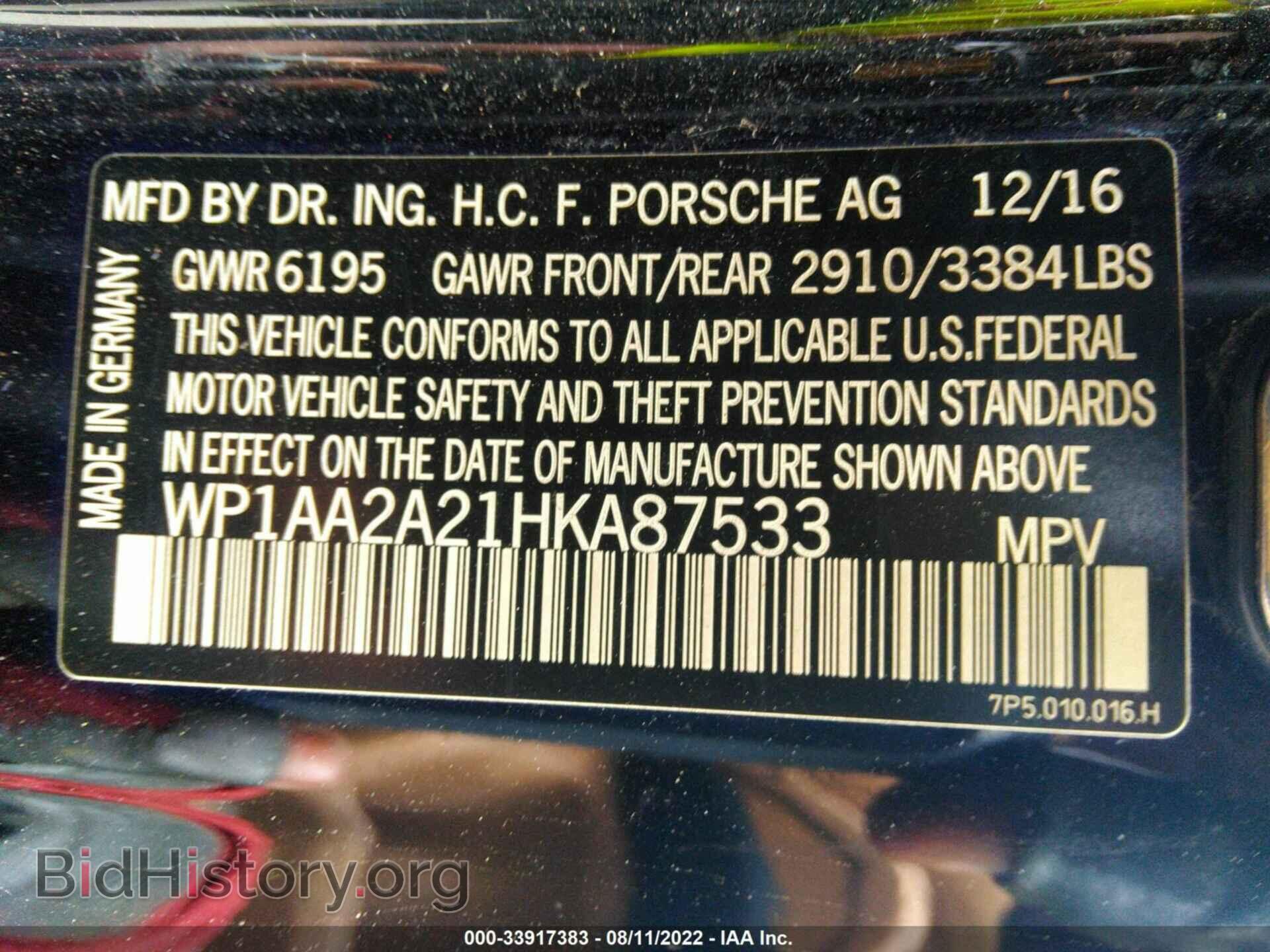 2017 PORSCHE CAYENNE - VIN: WP1AA2A21HKA87533 - Фото 9