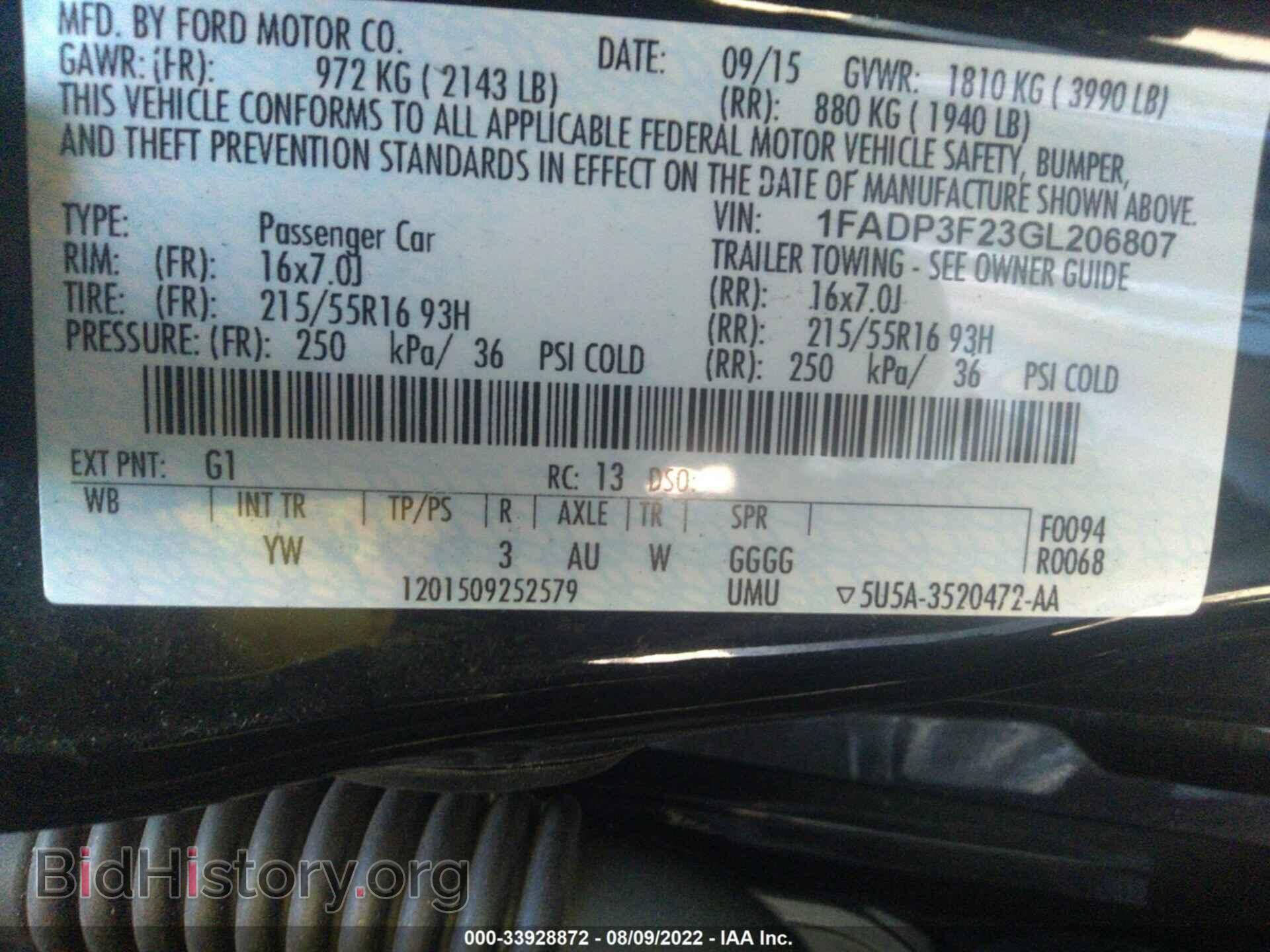 2016 FORD FOCUS - VIN: 1FADP3F23GL206807 - Фото 9