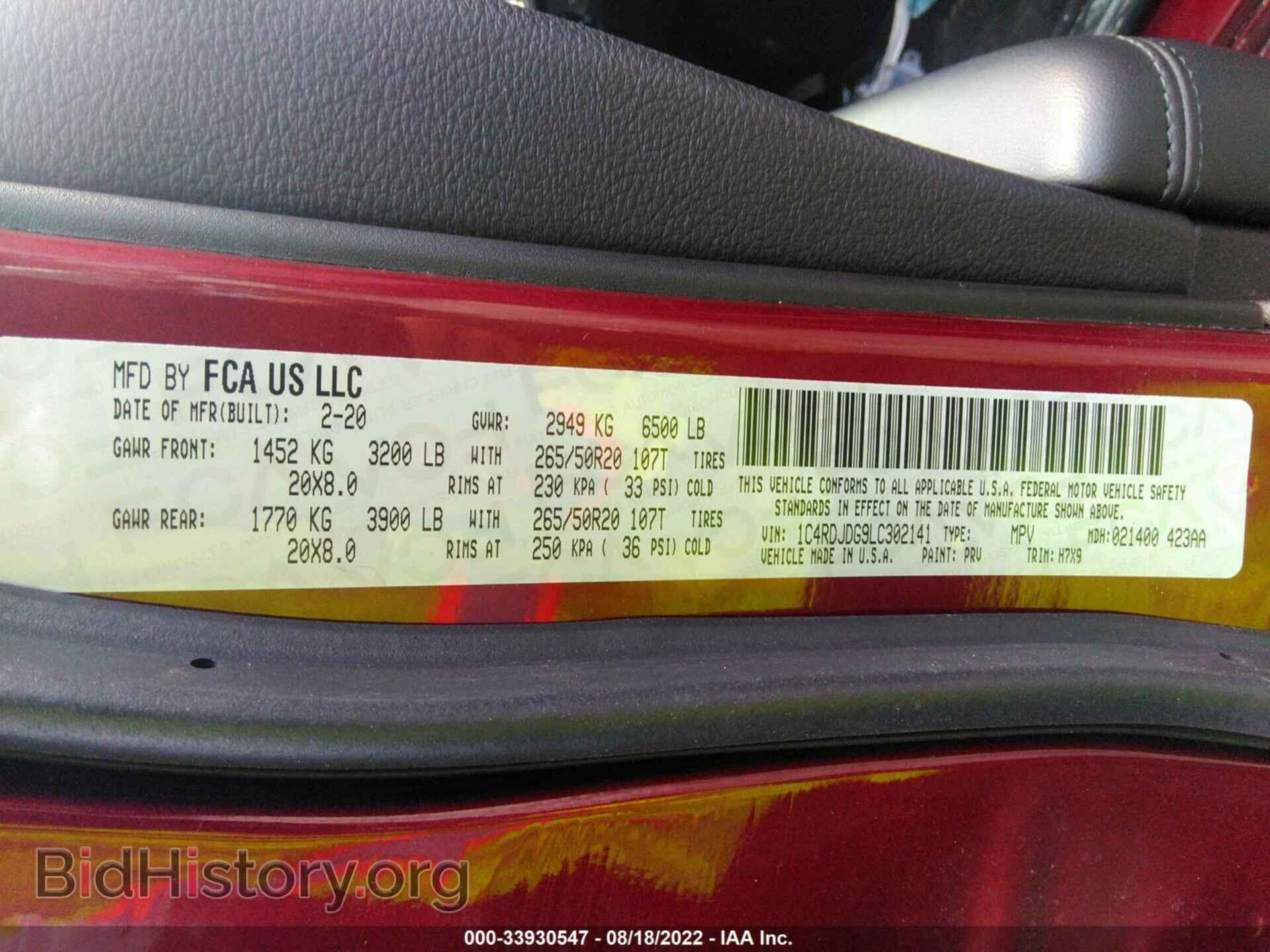 2020 DODGE DURANGO - VIN: 1C4RDJDG9LC302141 - Фото 9
