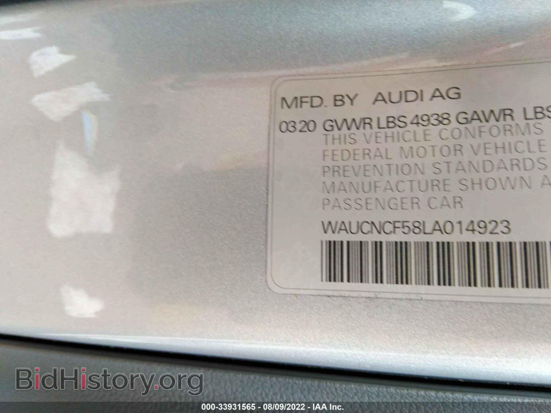 2020 AUDI A5 SPORTBACK - VIN: WAUCNCF58LA014923 - Photo 9