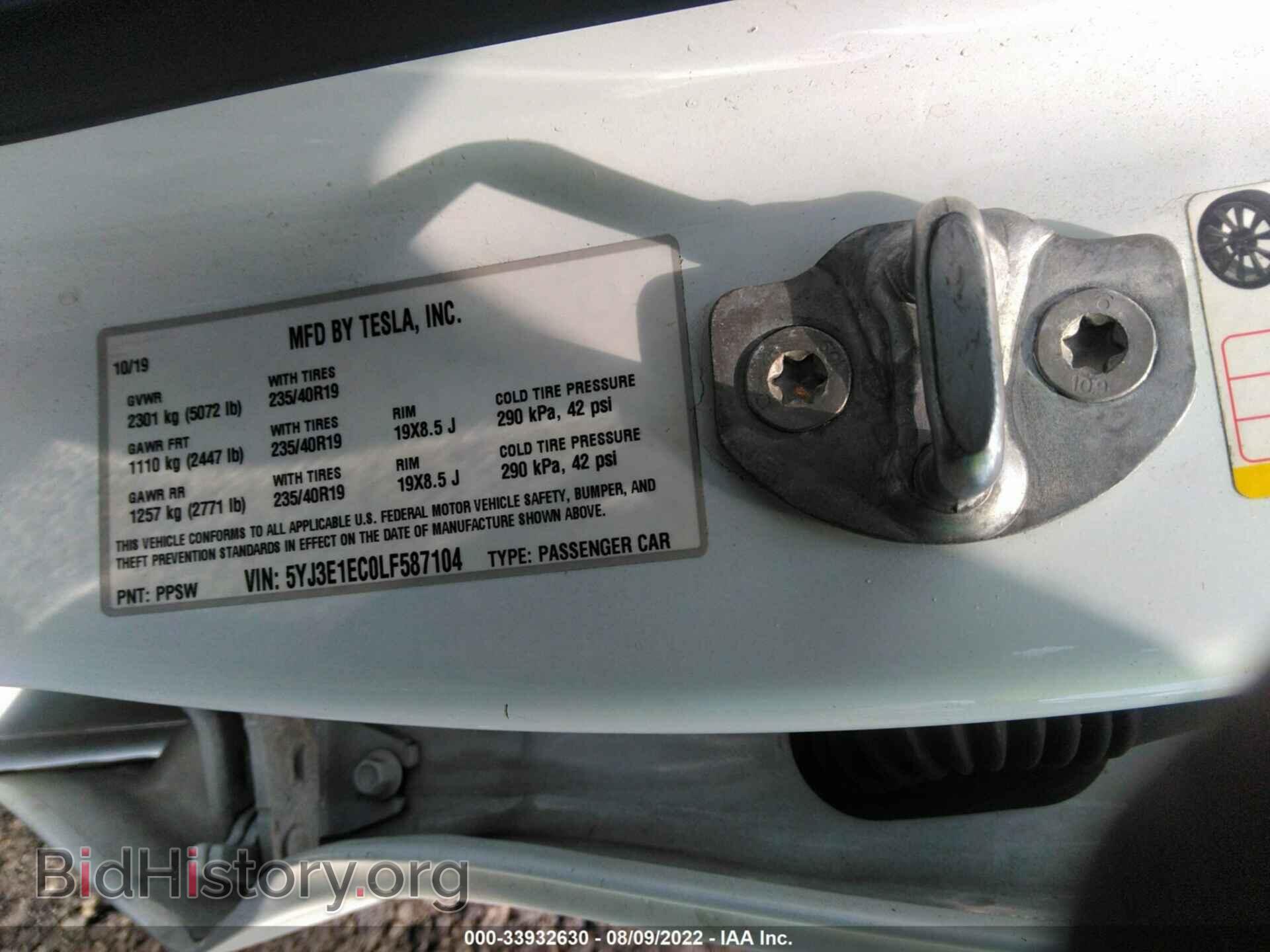 2020 TESLA MODEL 3 - VIN: 5YJ3E1EC0LF587104 - Photo 9