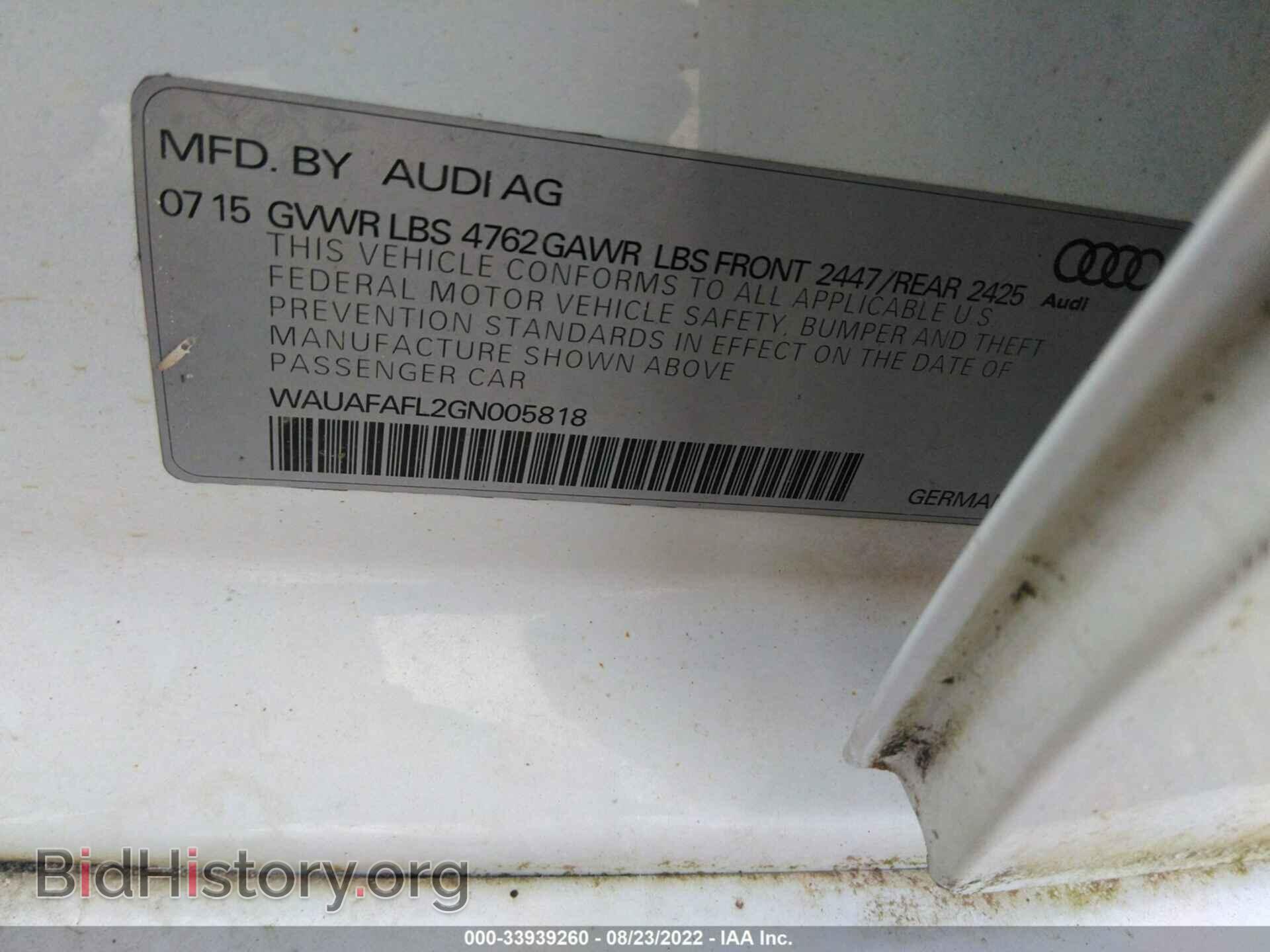 2016 AUDI A4 - VIN: WAUAFAFL2GN005818 - Фото 9