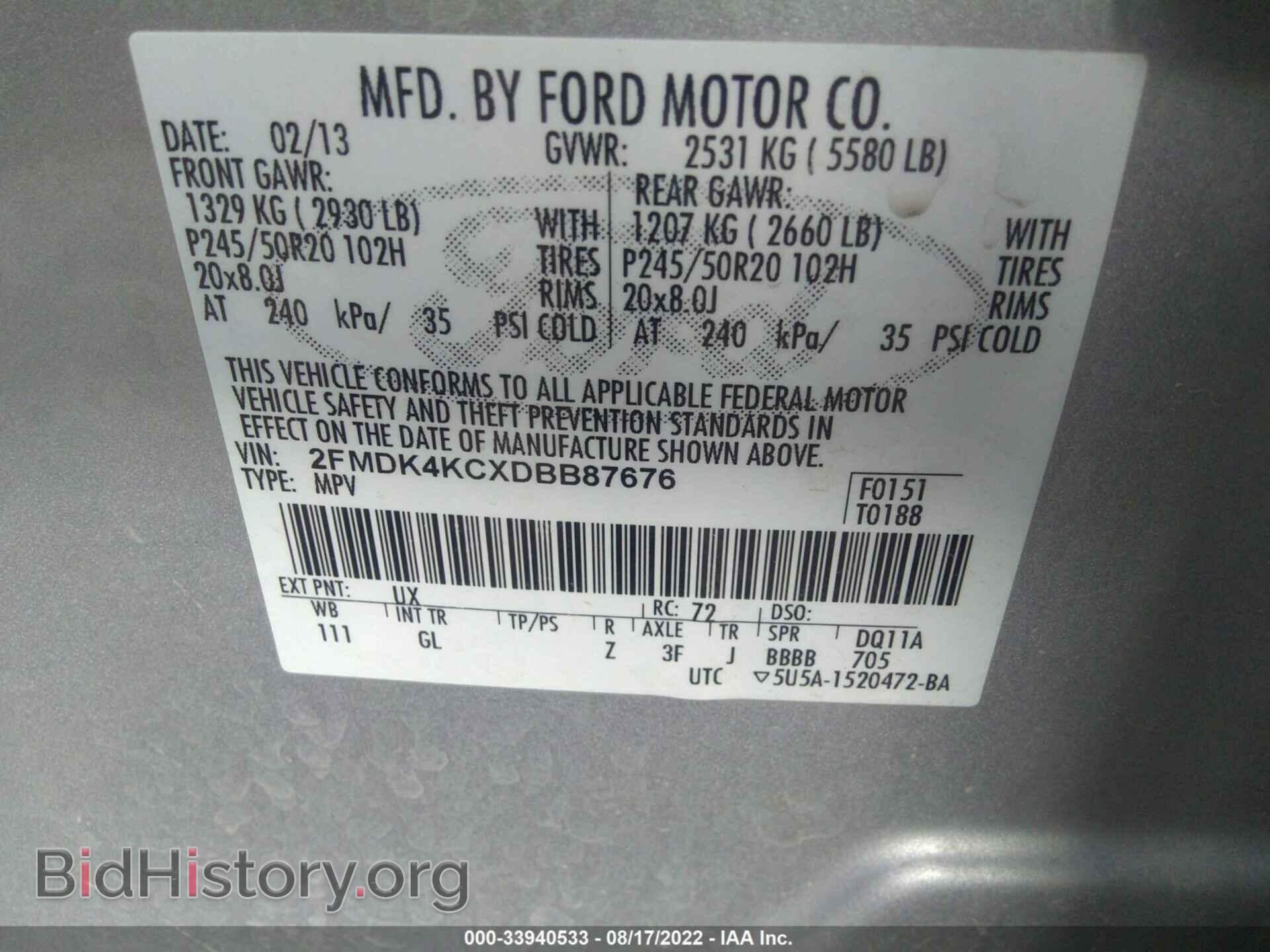 2013 FORD EDGE - VIN: 2FMDK4KCXDBB87676 - Photo 9