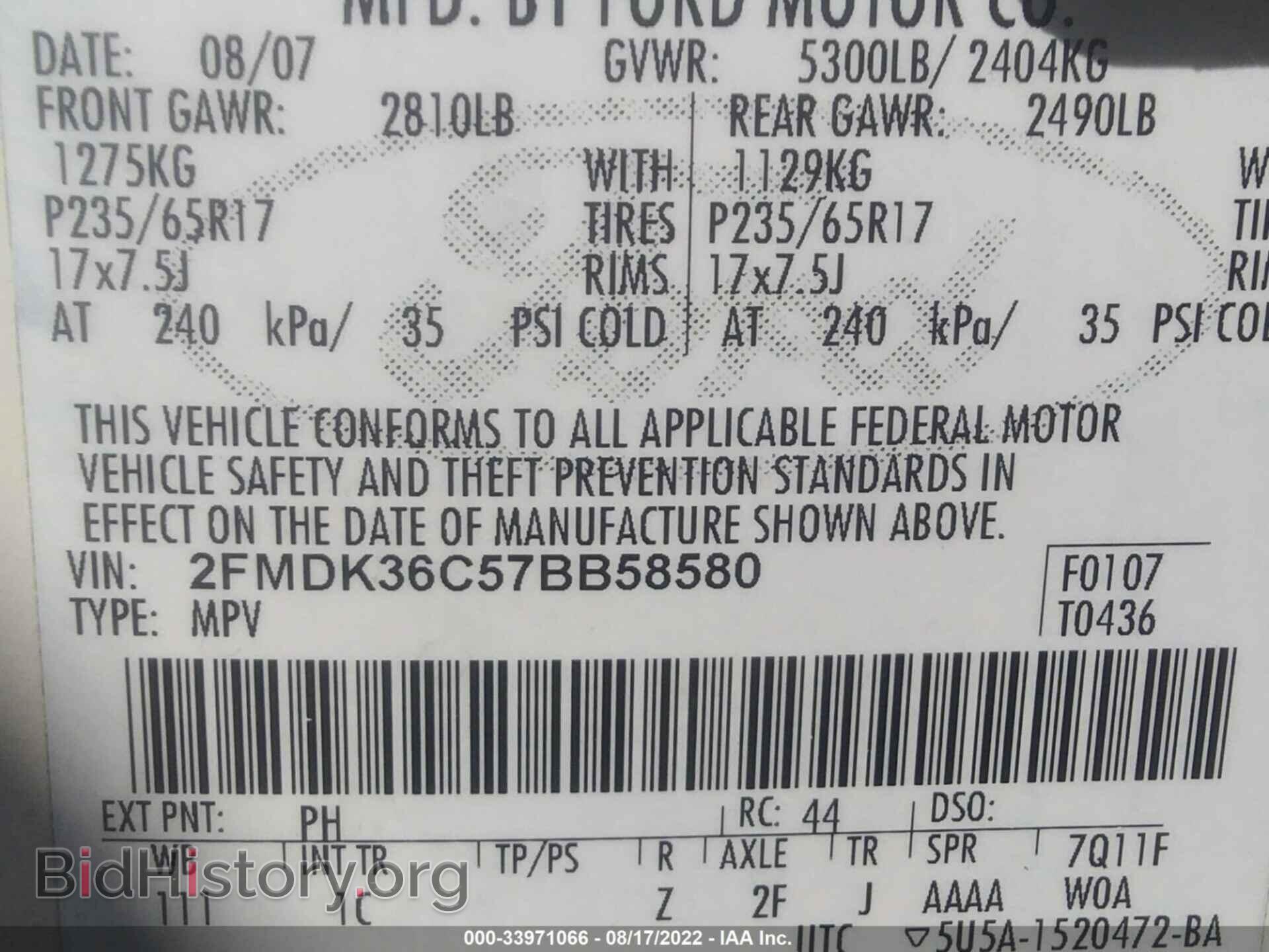2007 FORD EDGE - VIN: 2FMDK36C57BB58580 - Photo 9