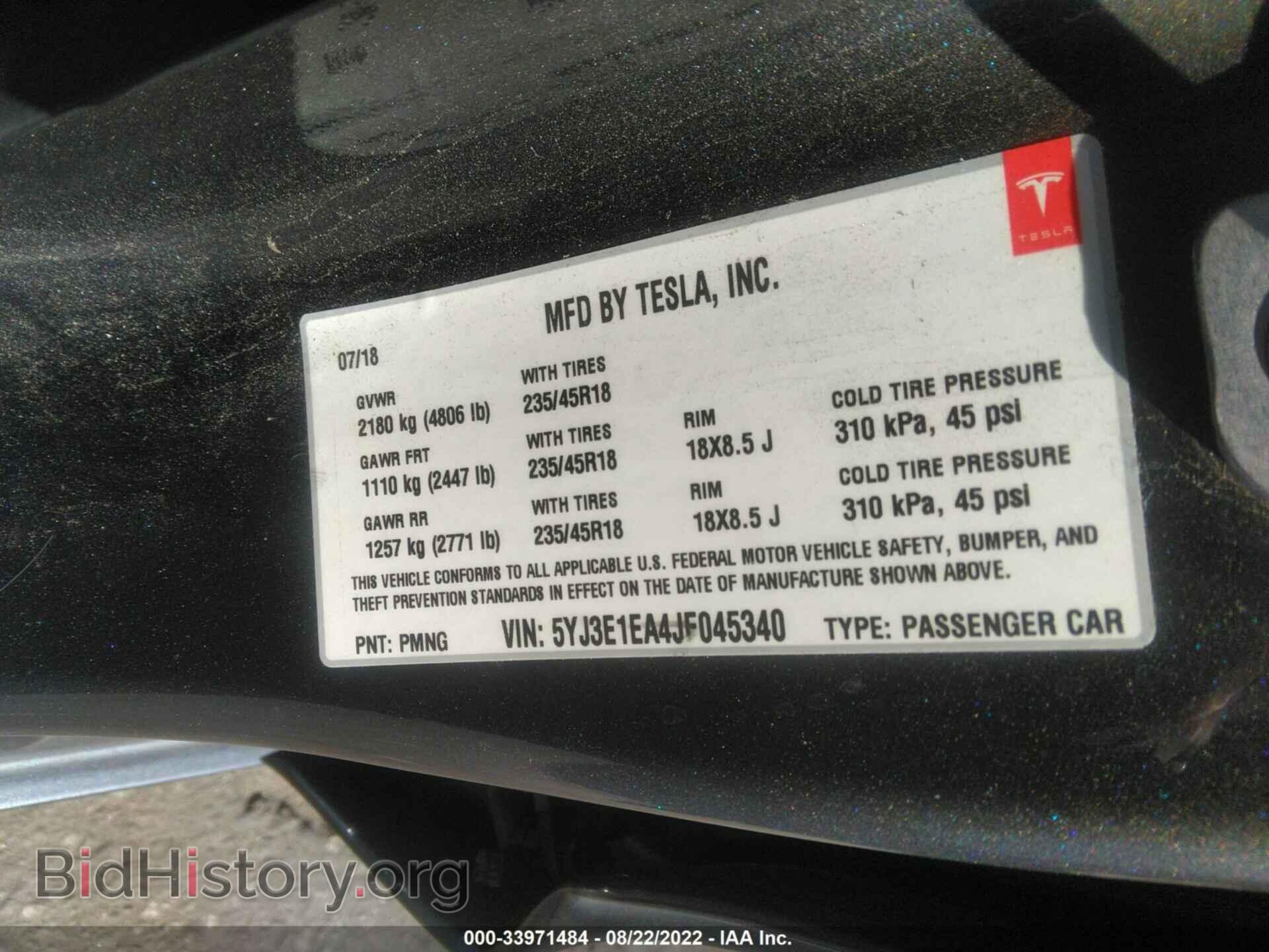2018 TESLA MODEL 3 - VIN: 5YJ3E1EA4JF045340 - Photo 9