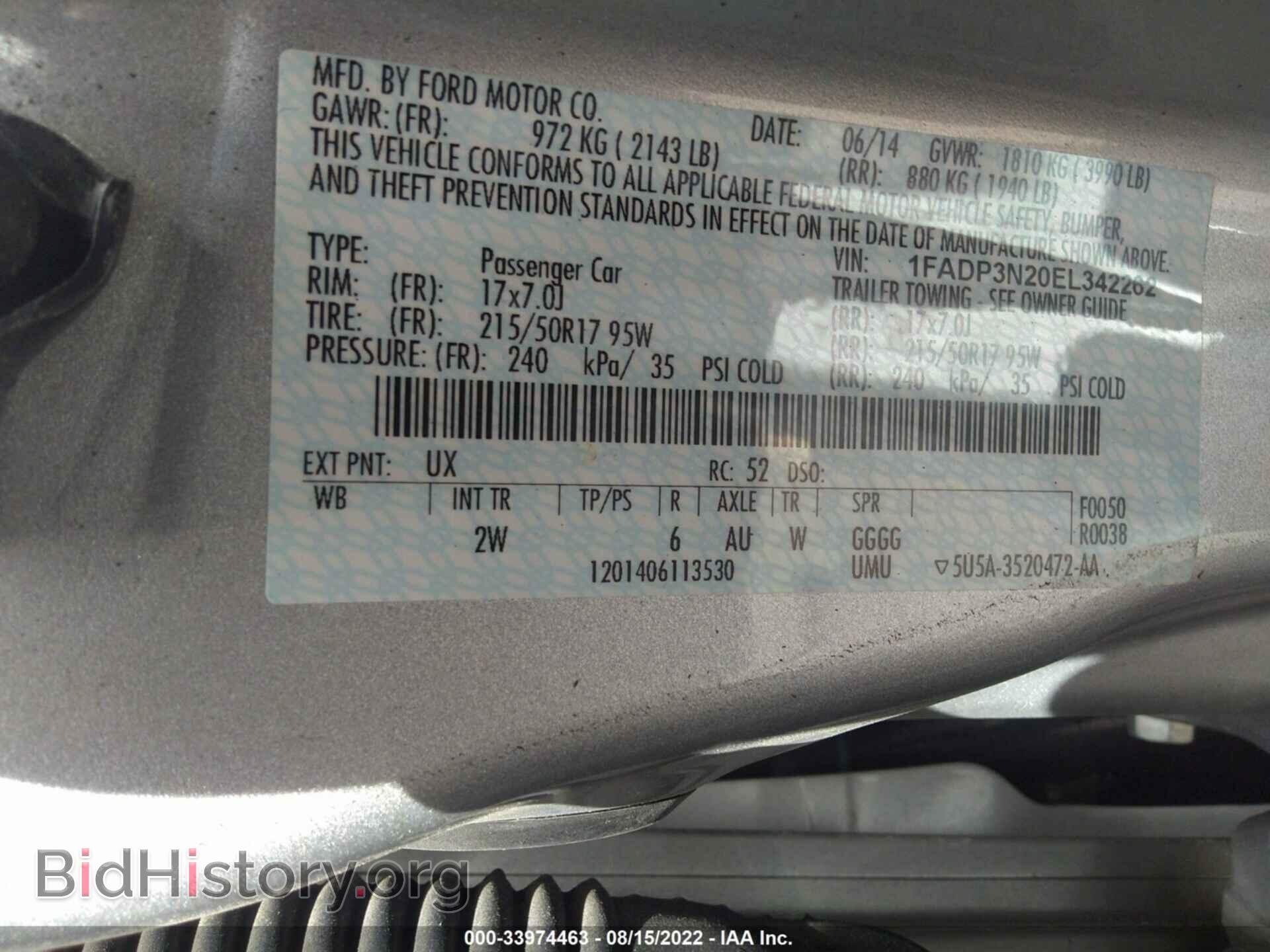 2014 FORD FOCUS - VIN: 1FADP3N20EL342262 - Фото 9
