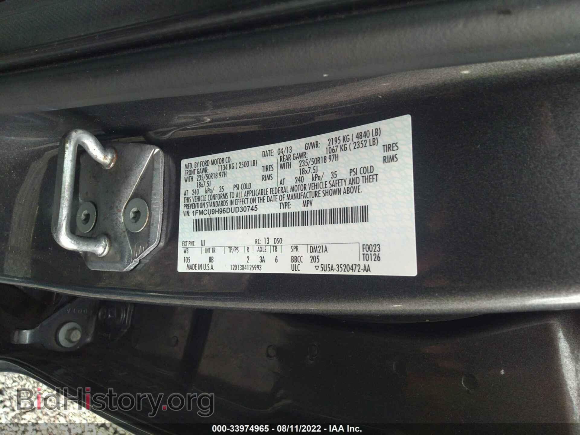 2013 FORD ESCAPE - VIN: 1FMCU9H96DUD30745 - Photo 9