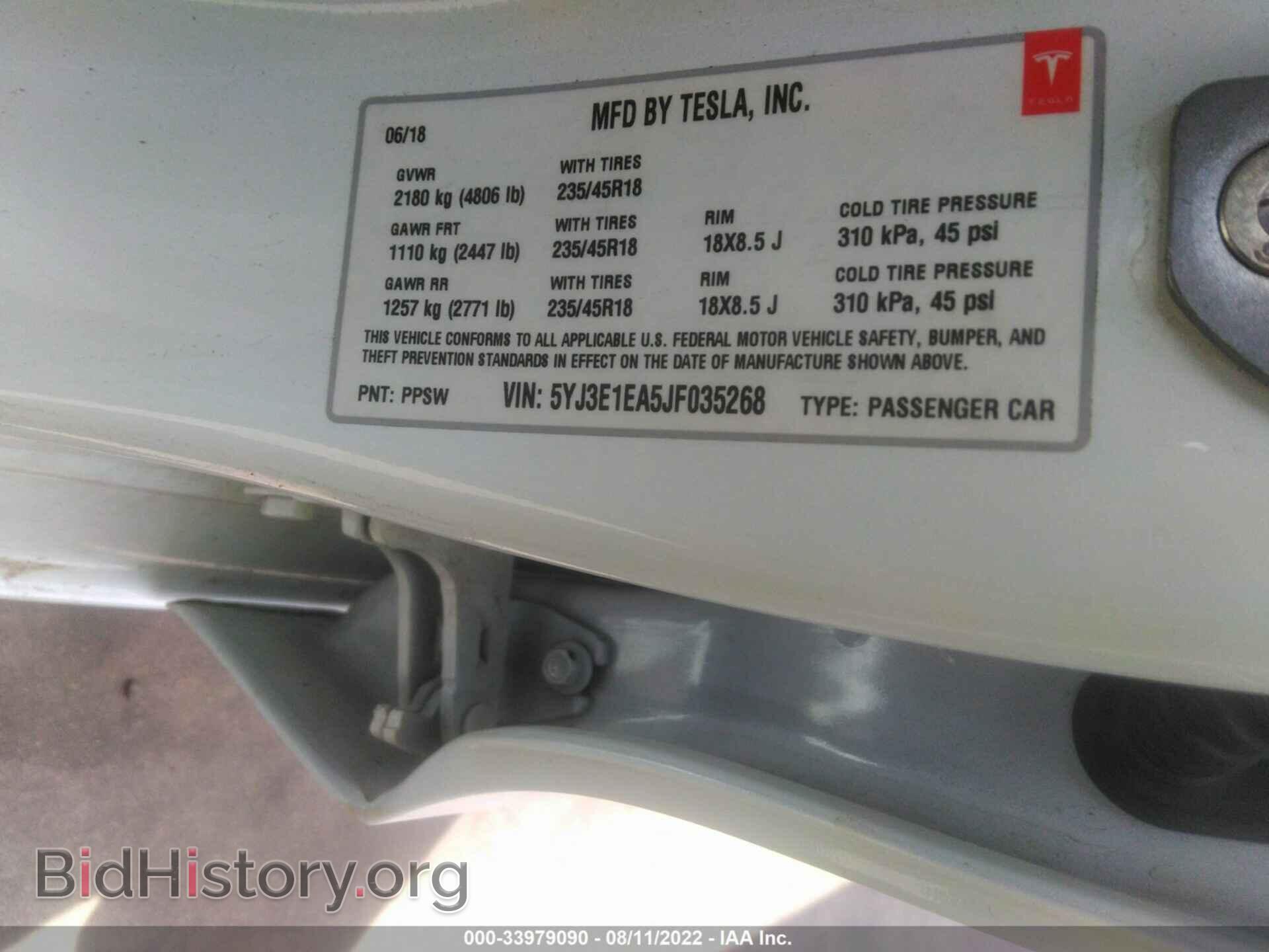 2018 TESLA MODEL 3 - VIN: 5YJ3E1EA5JF035268 - Photo 9