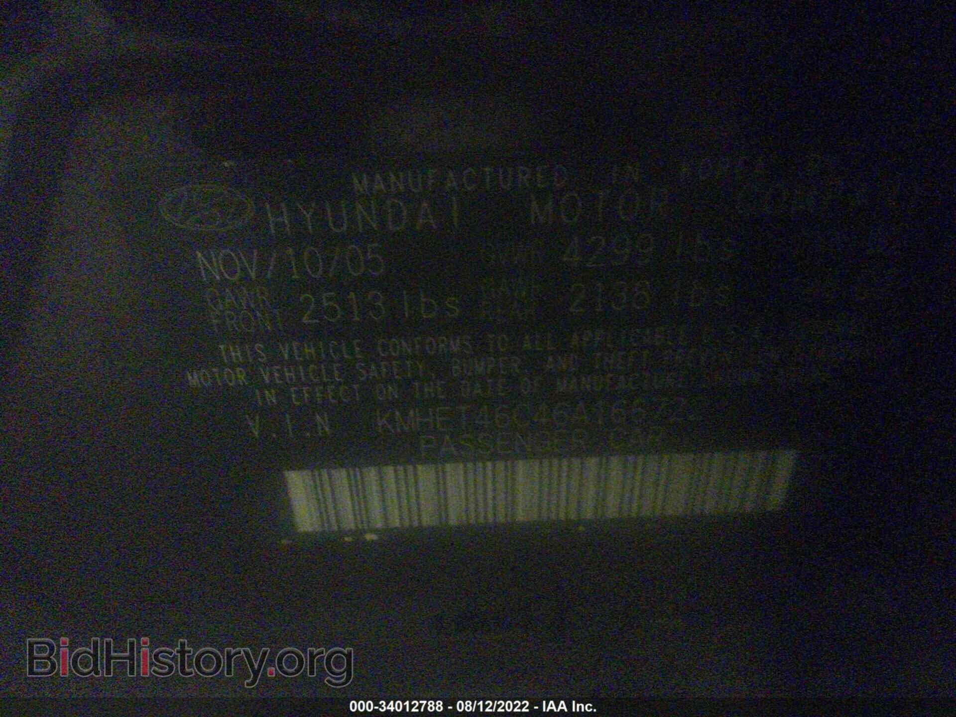 2006 HYUNDAI SONATA - VIN: KMHET46C46A166722 - Фото 9