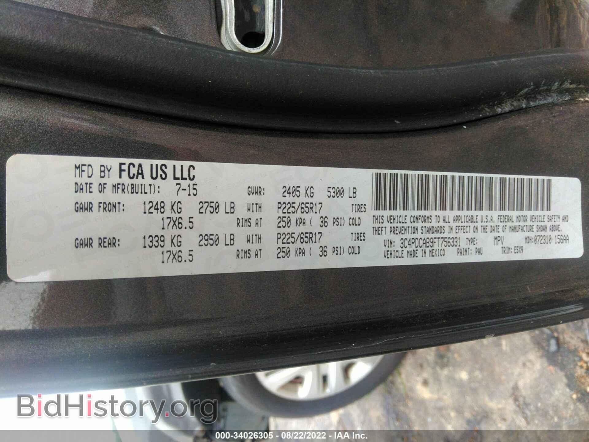 2015 DODGE JOURNEY - VIN: 3C4PDCAB9FT756331 - Photo 9