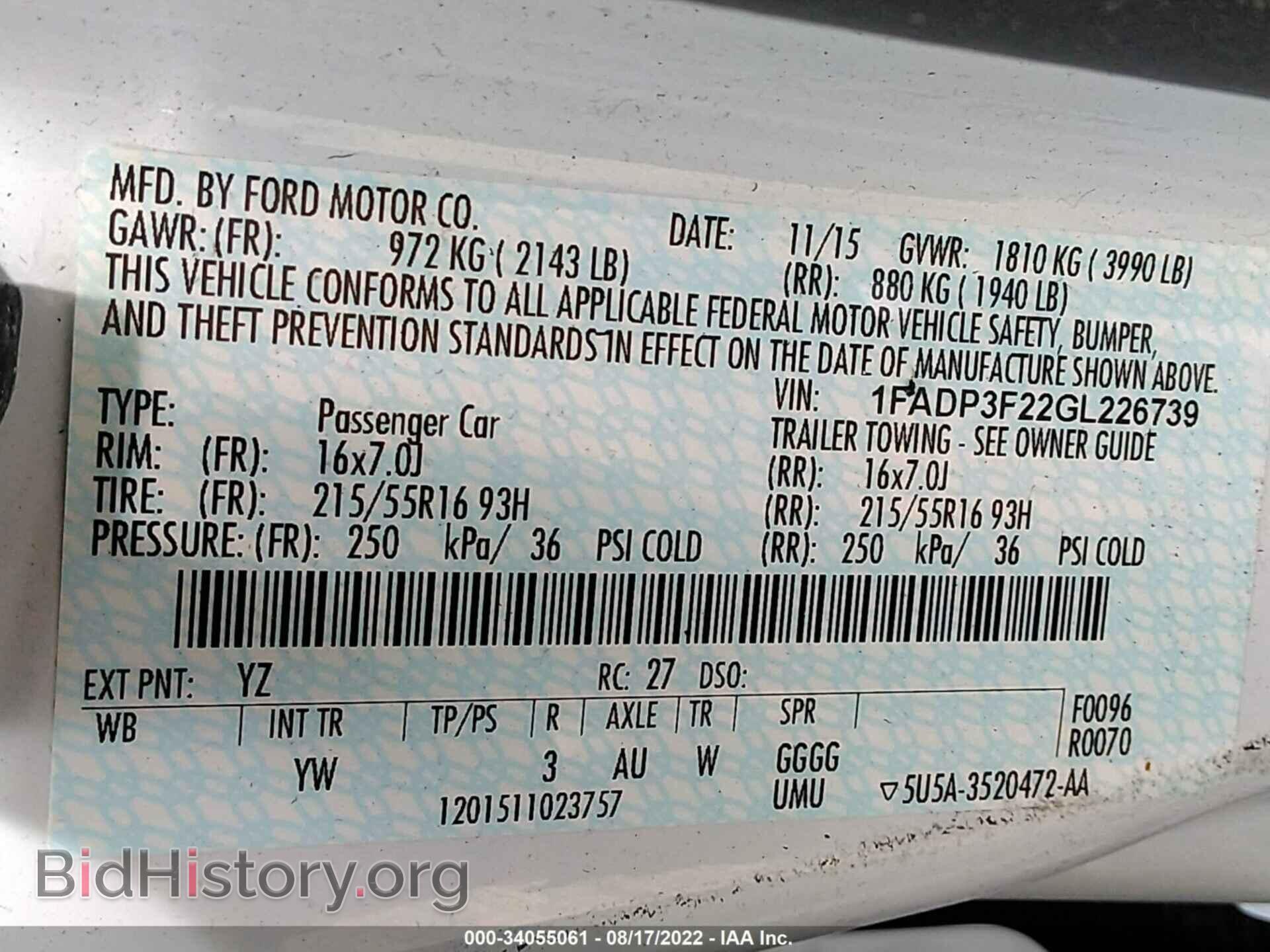 2016 FORD FOCUS - VIN: 1FADP3F22GL226739 - Фото 9
