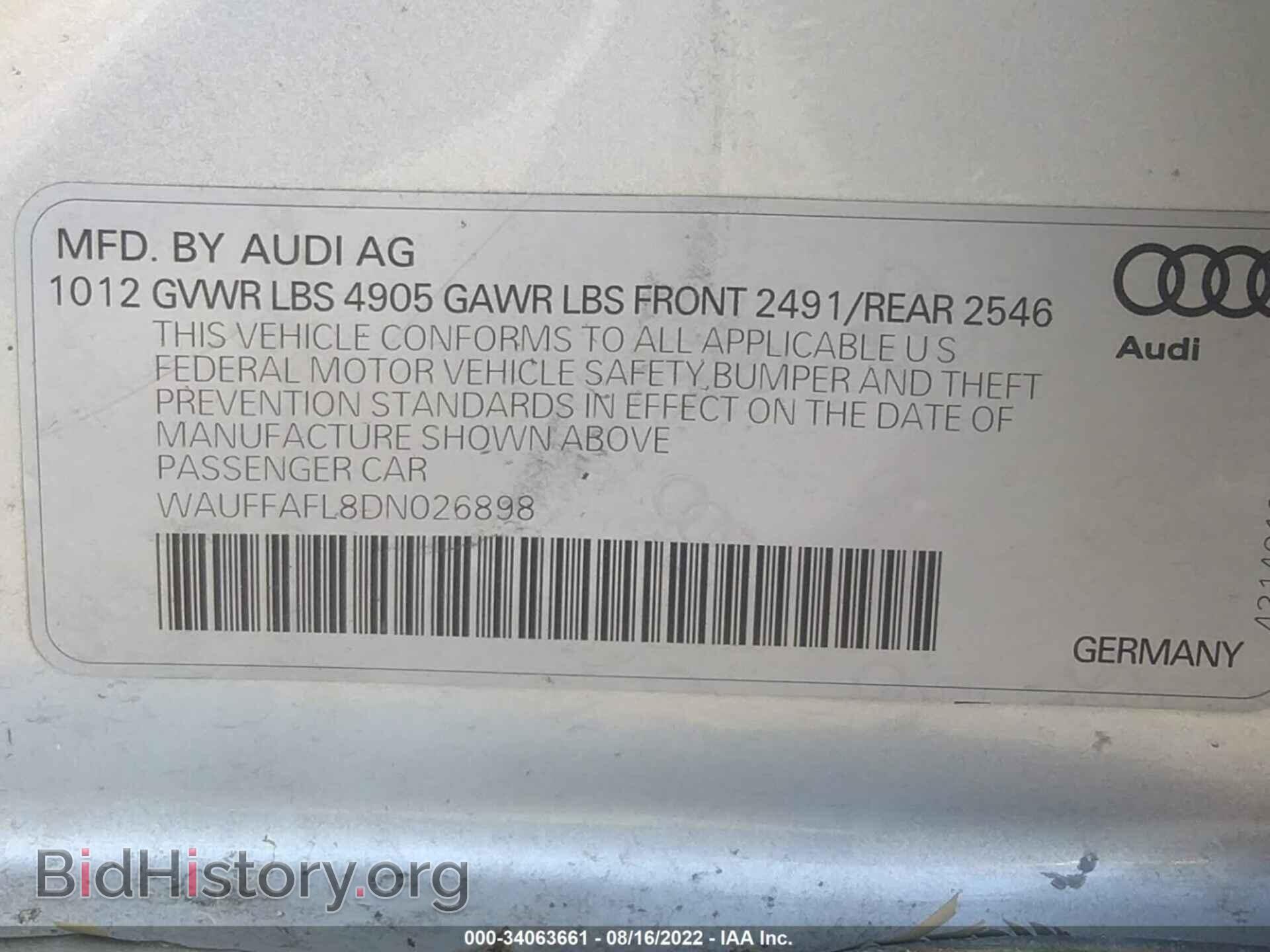 2013 AUDI A4 - VIN: WAUFFAFL8DN026898 - Photo 9