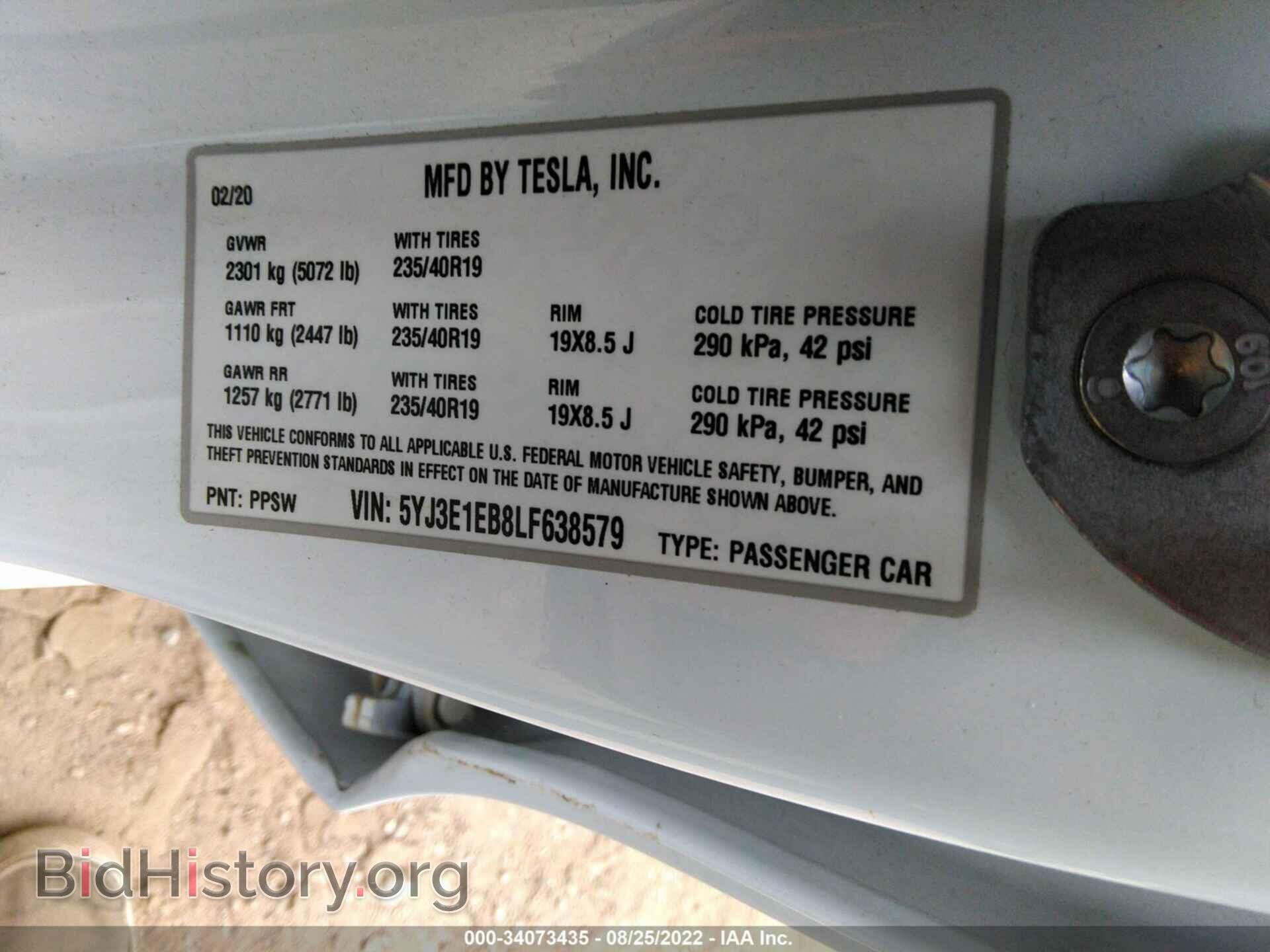 2020 TESLA MODEL 3 - VIN: 5YJ3E1EB8LF638579 - Фото 9