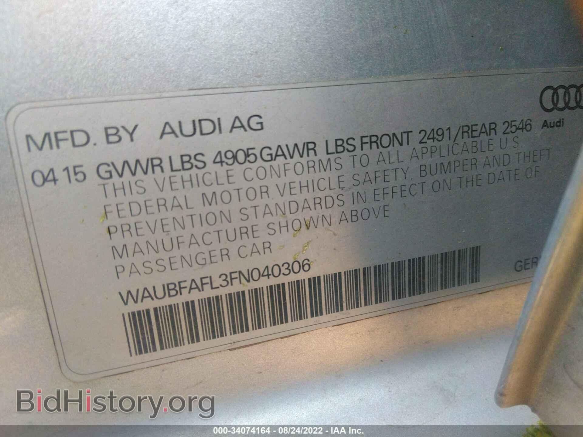 2015 AUDI A4 - VIN: WAUBFAFL3FN040306 - Фото 9