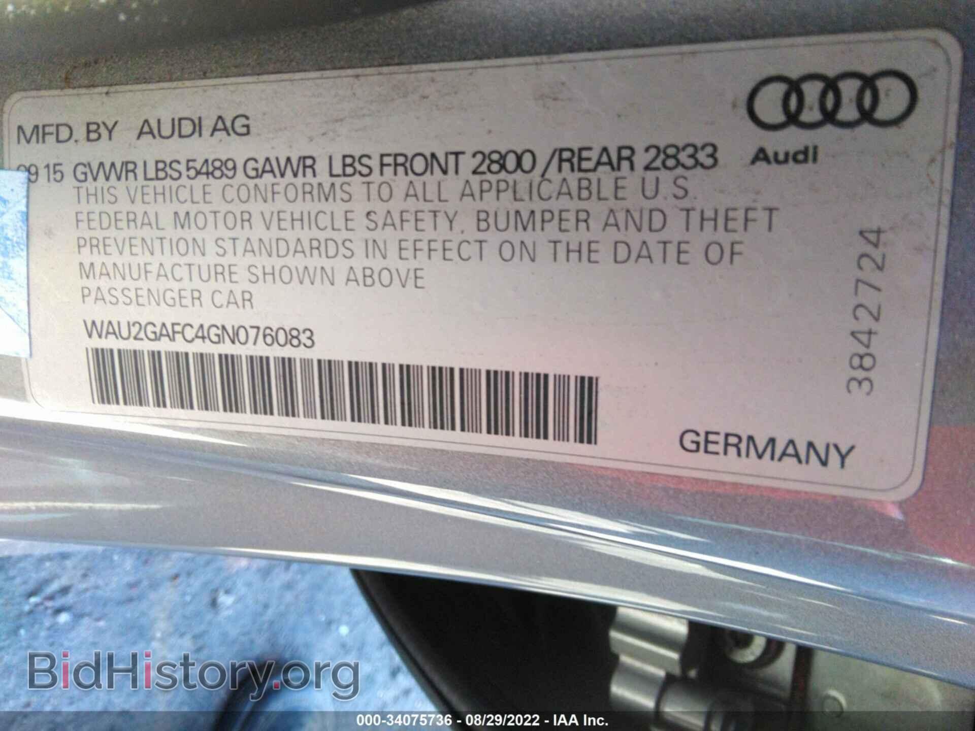 2016 AUDI A7 - VIN: WAU2GAFC4GN076083 - Фото 9