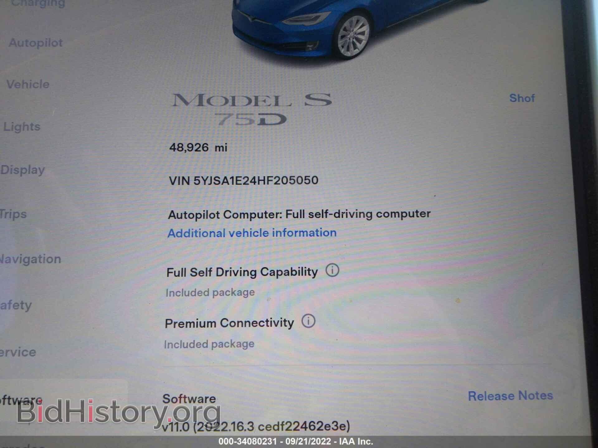 2017 TESLA MODEL S - VIN: 5YJSA1E24HF205050 - Фото 7