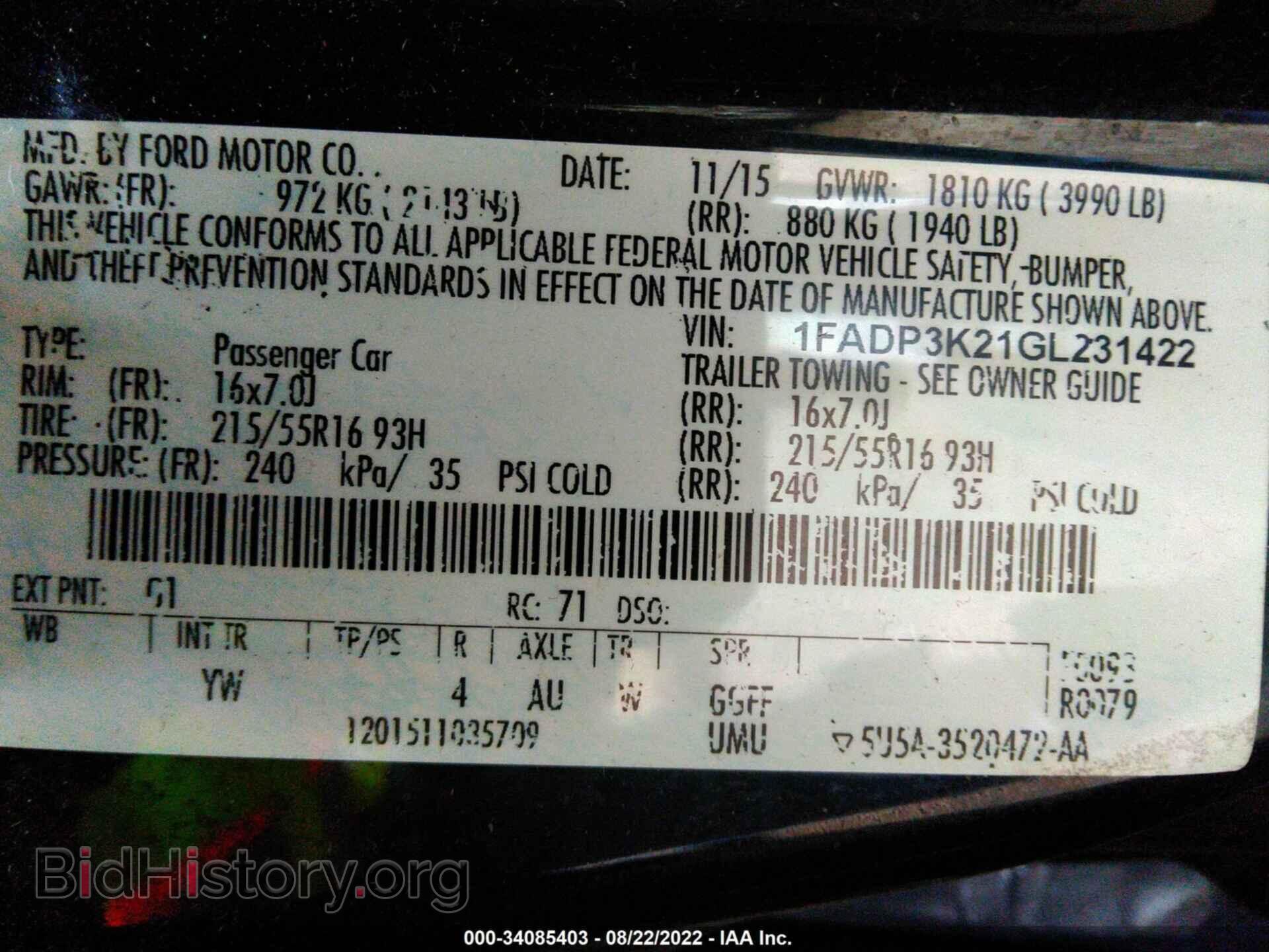 2016 FORD FOCUS - VIN: 1FADP3K21GL231422 - Photo 9