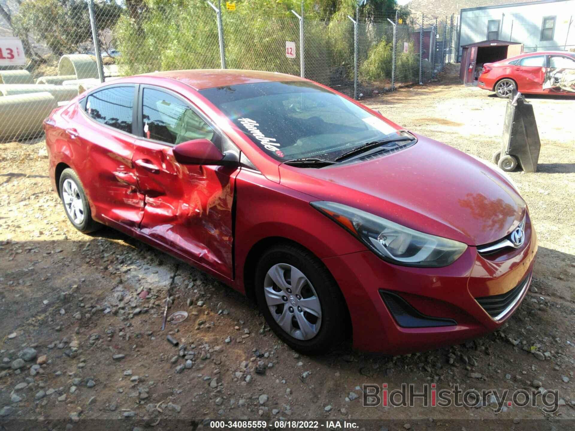 Photo 5NPDH4AE6GH693181 - HYUNDAI ELANTRA 2016