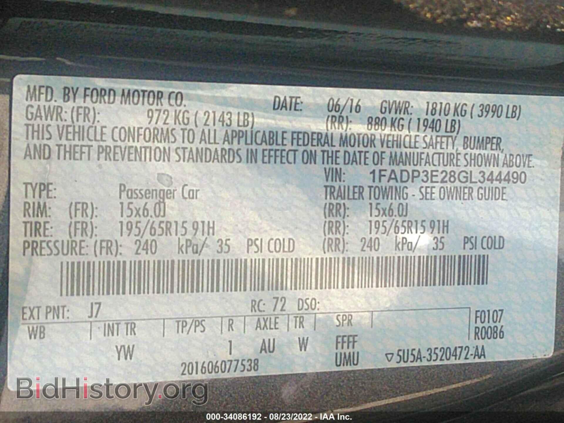 2016 FORD FOCUS - VIN: 1FADP3E28GL344490 - Фото 9
