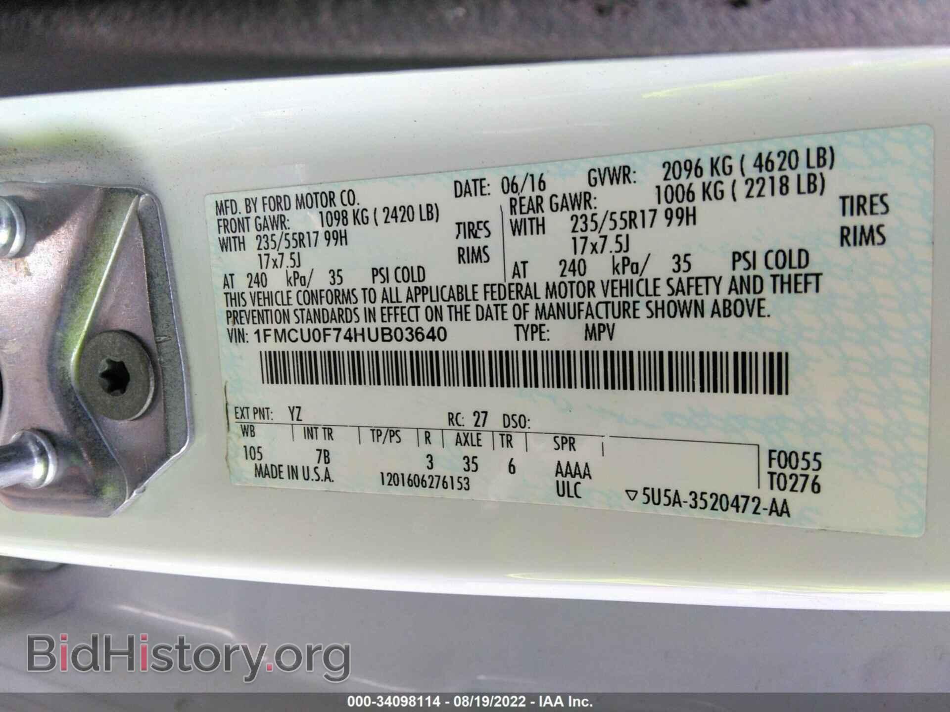2017 FORD ESCAPE - VIN: 1FMCU0F74HUB03640 - Photo 9