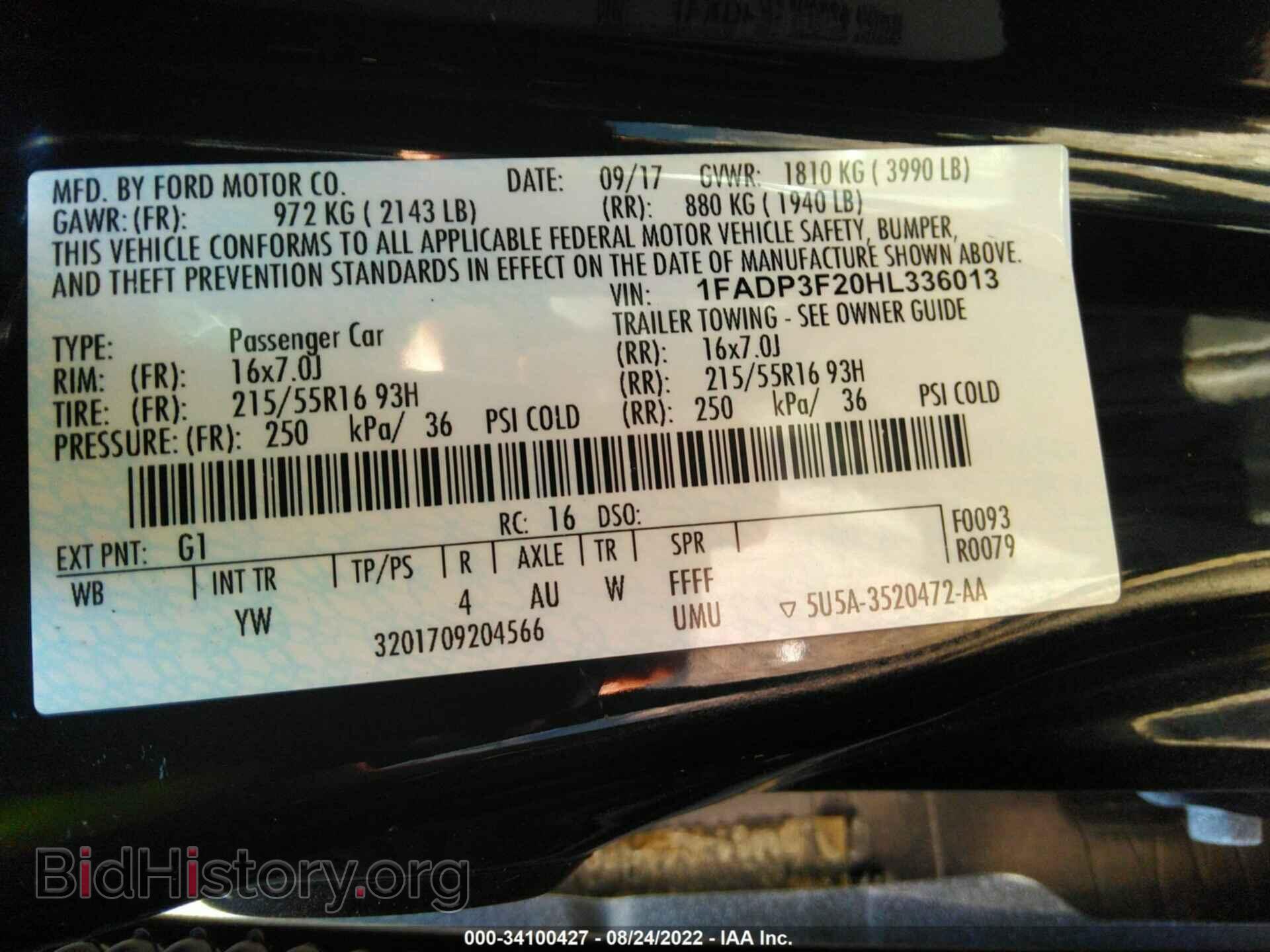 2017 FORD FOCUS - VIN: 1FADP3F20HL336013 - Фото 9