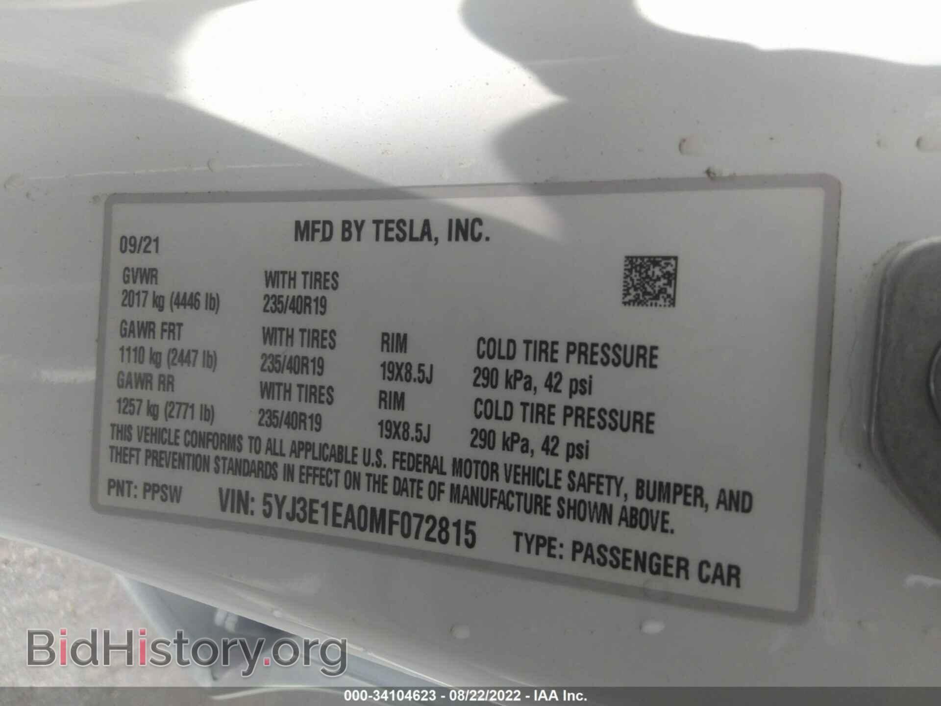2021 TESLA MODEL 3 - VIN: 5YJ3E1EA0MF072815 - Photo 9
