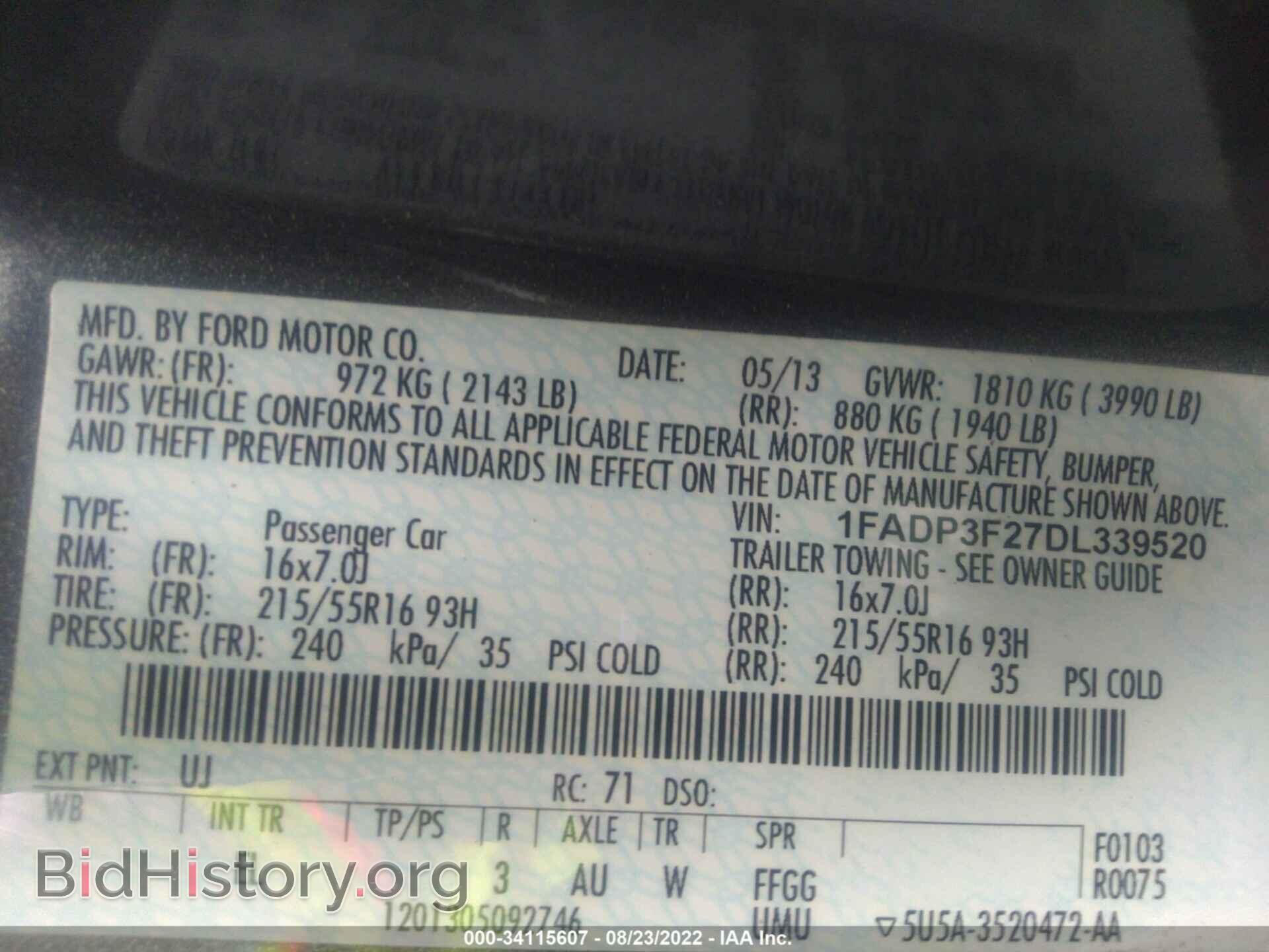 2013 FORD FOCUS - VIN: 1FADP3F27DL339520 - Фото 9