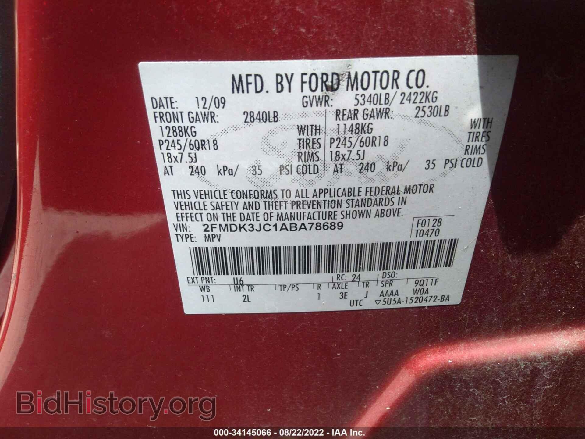2010 FORD EDGE - VIN: 2FMDK3JC1ABA78689 - Photo 9