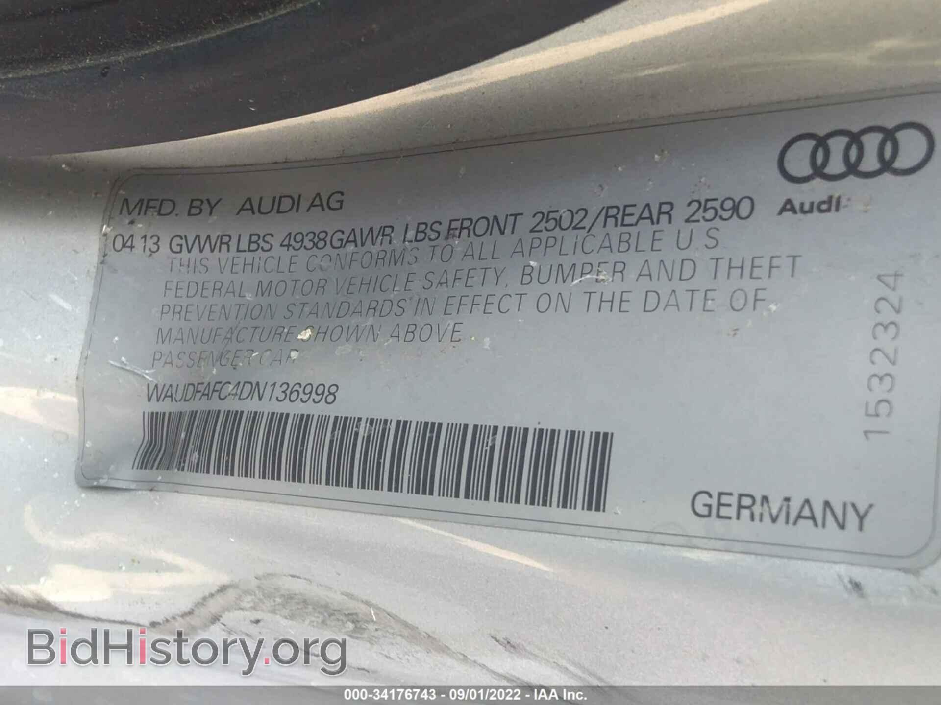 2013 AUDI A6 - VIN: WAUDFAFC4DN136998 - Фото 9