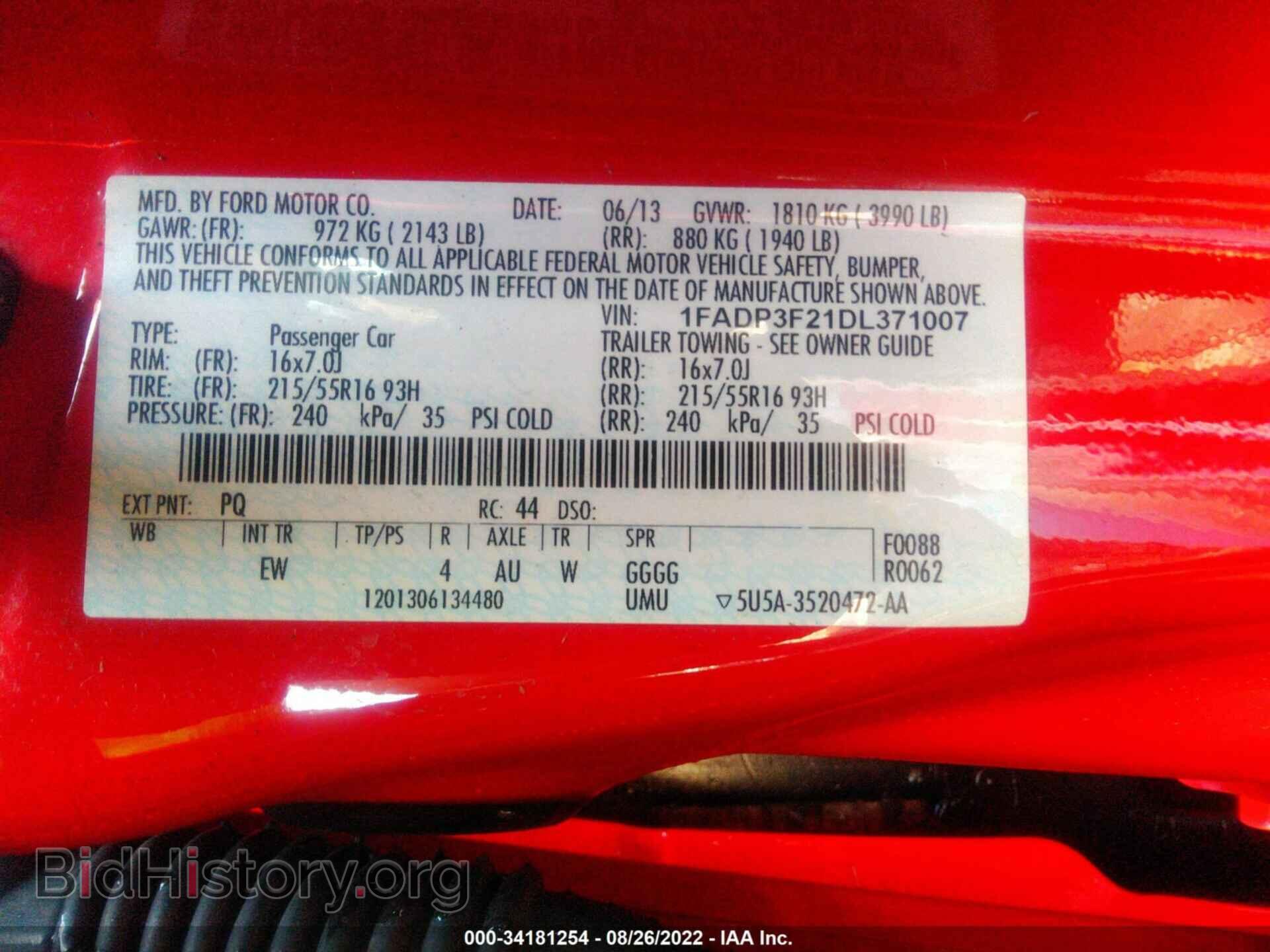 2013 FORD FOCUS - VIN: 1FADP3F21DL371007 - Фото 9