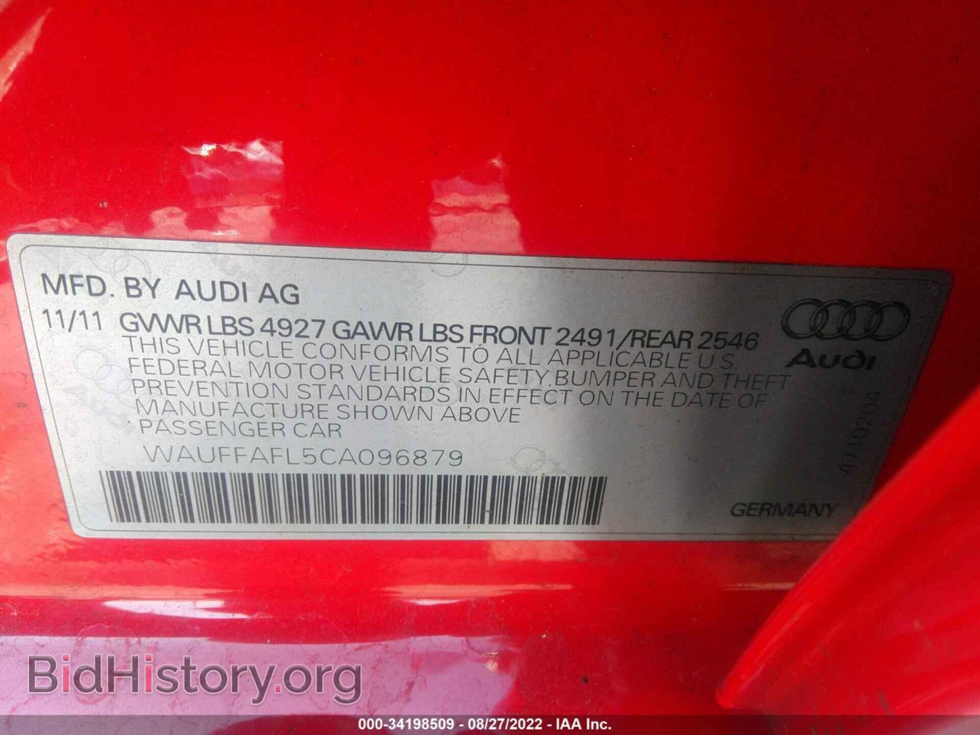 2012 AUDI A4 - VIN: WAUFFAFL5CA096879 - Фото 9