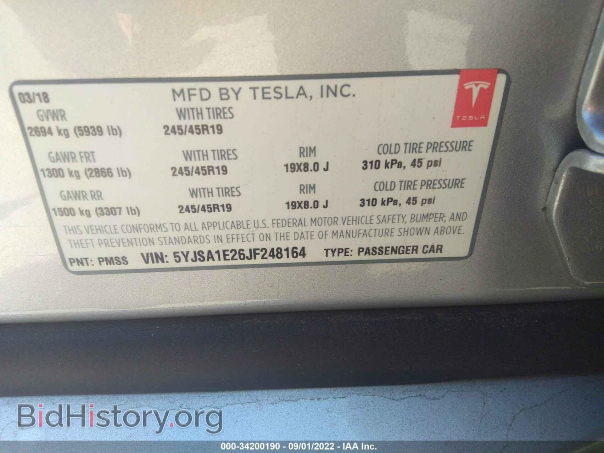 2018 TESLA MODEL S - VIN: 5YJSA1E26JF248164 - Фото 9