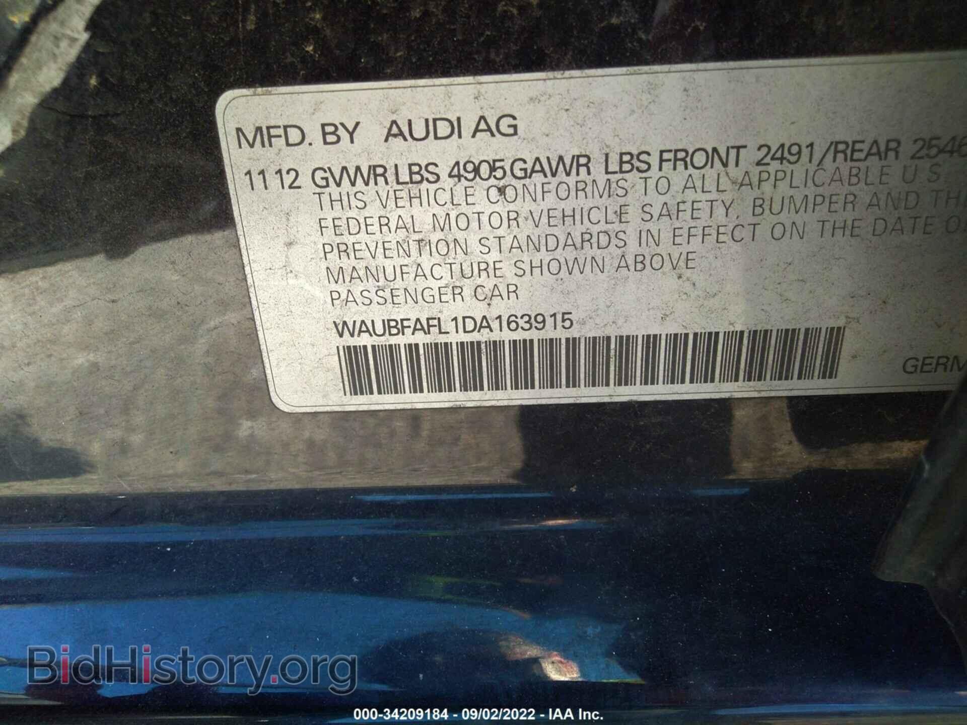 2013 AUDI A4 - VIN: WAUBFAFL1DA163915 - Фото 9
