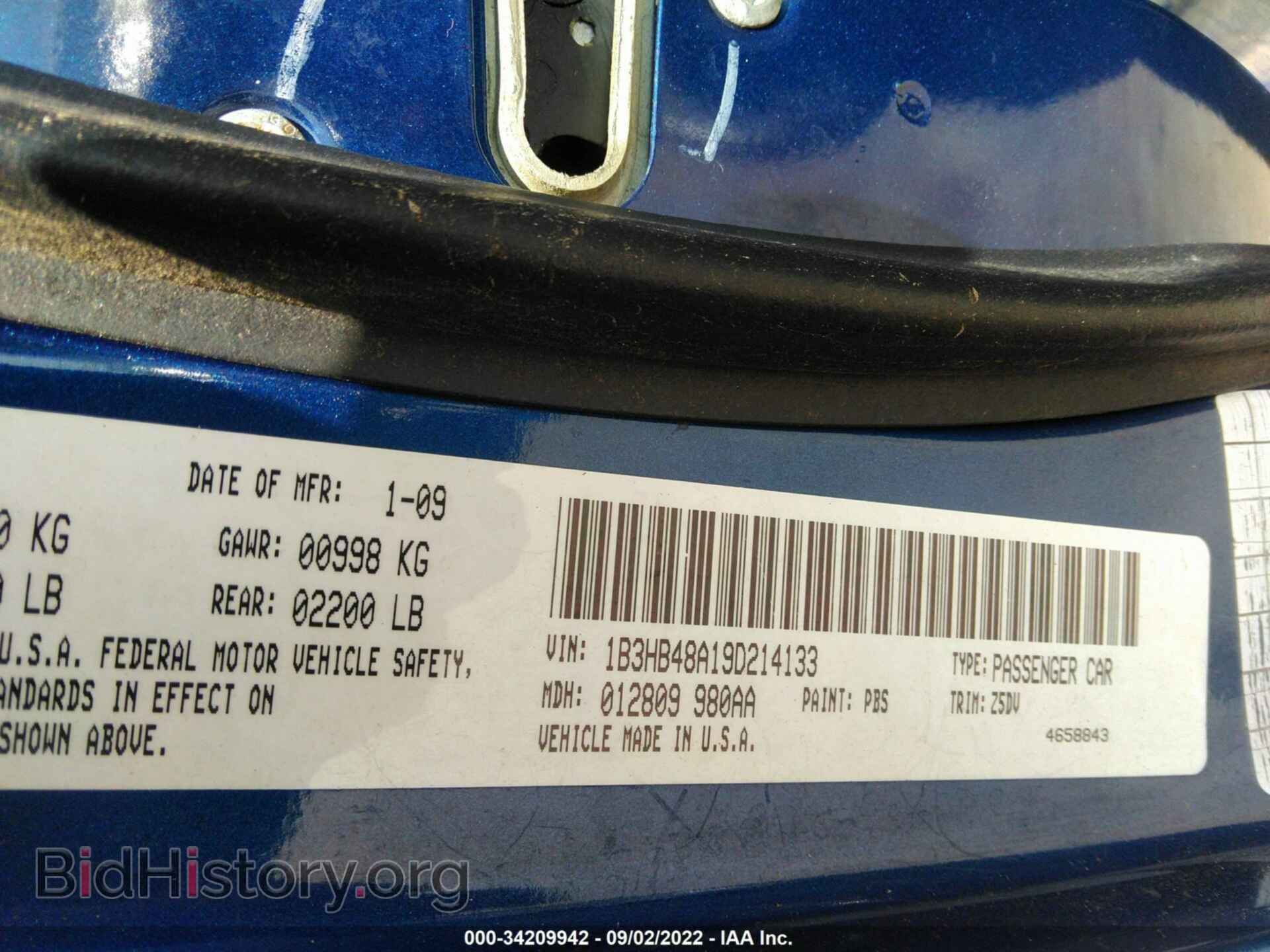 2009 DODGE CALIBER - VIN: 1B3HB48A19D214133 - Фото 9