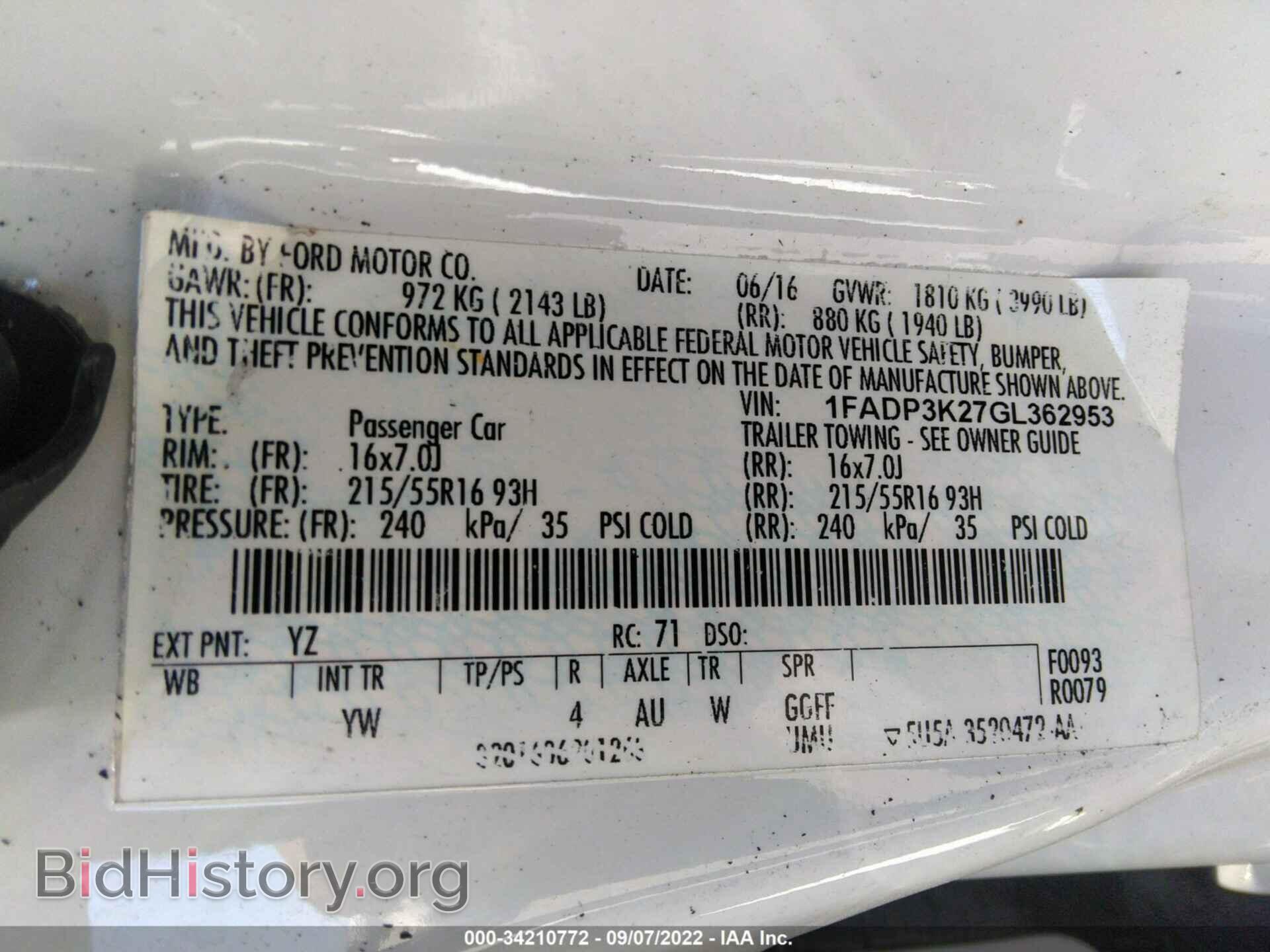 2016 FORD FOCUS - VIN: 1FADP3K27GL362953 - Фото 9