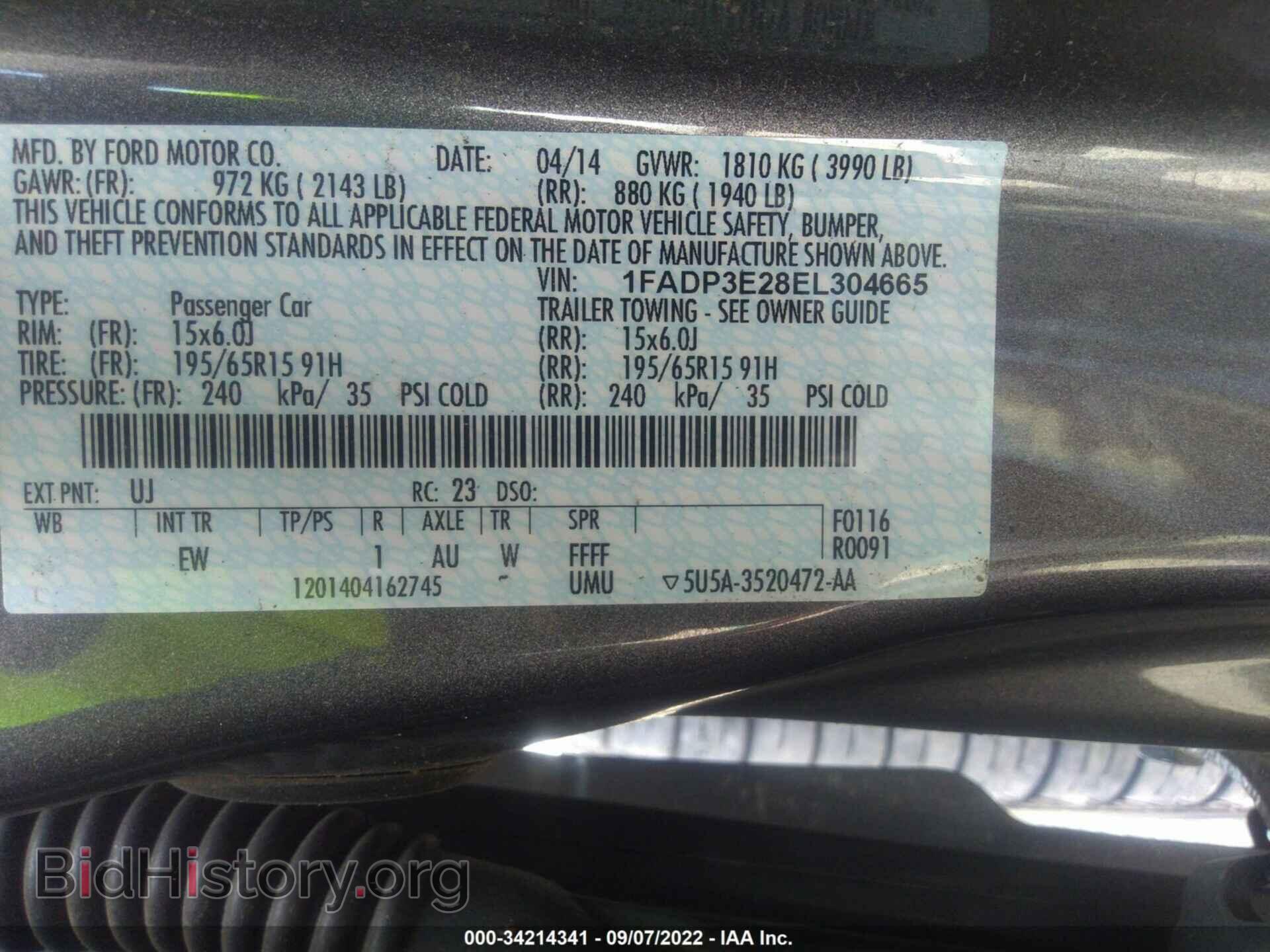 2014 FORD FOCUS - VIN: 1FADP3E28EL304665 - Фото 9