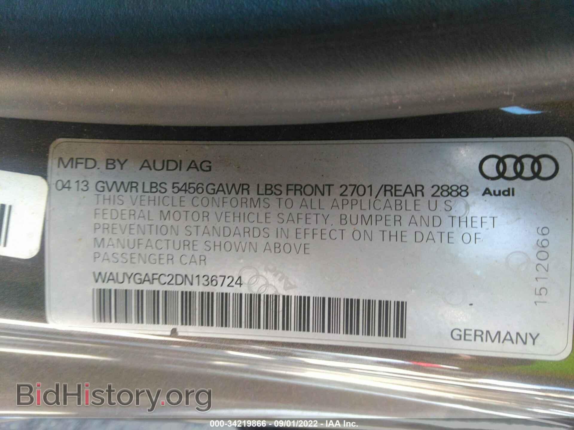 2013 AUDI A7 - VIN: WAUYGAFC2DN136724 - Фото 9