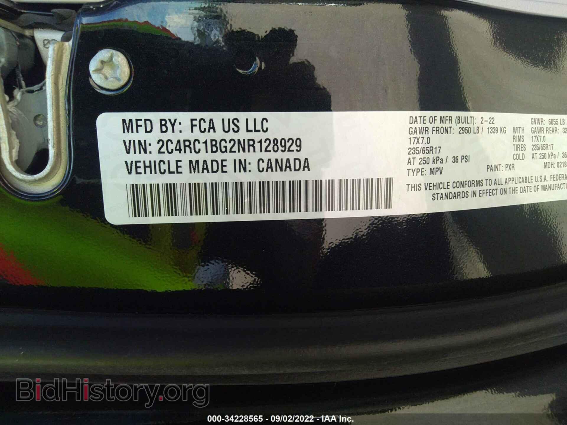 2022 CHRYSLER PACIFICA - VIN: 2C4RC1BG2NR128929 - Фото 9
