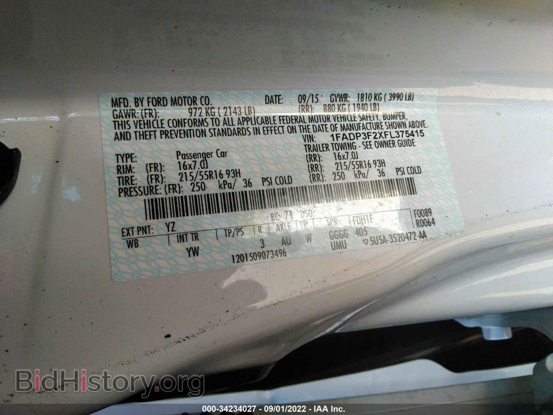 2015 FORD FOCUS - VIN: 1FADP3F2XFL375415 - Фото 9