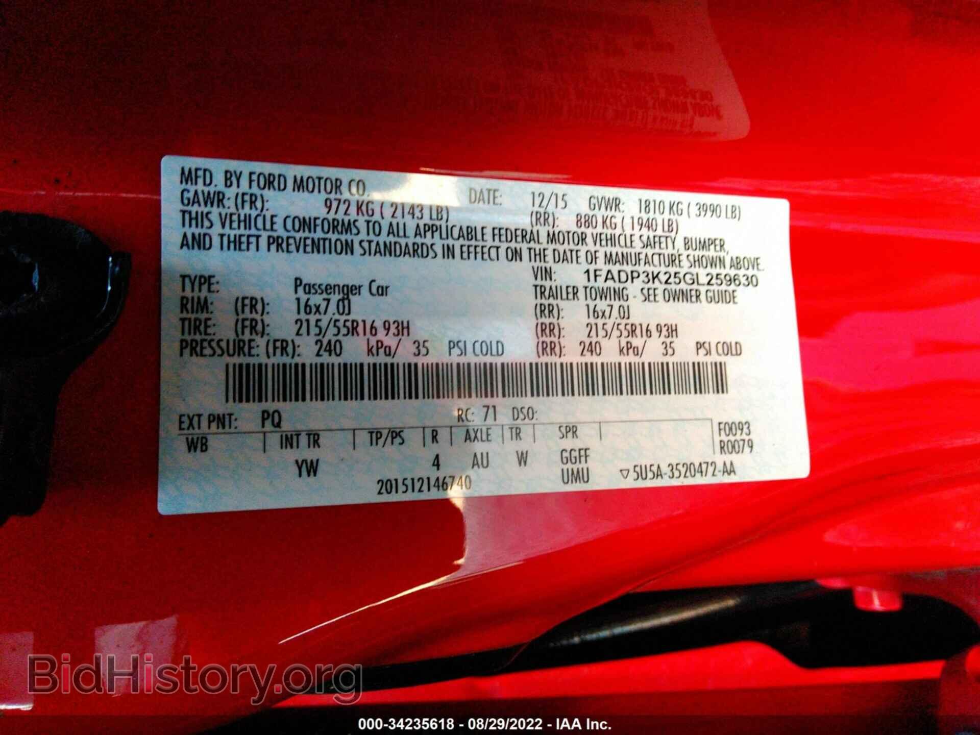 2016 FORD FOCUS - VIN: 1FADP3K25GL259630 - Фото 9
