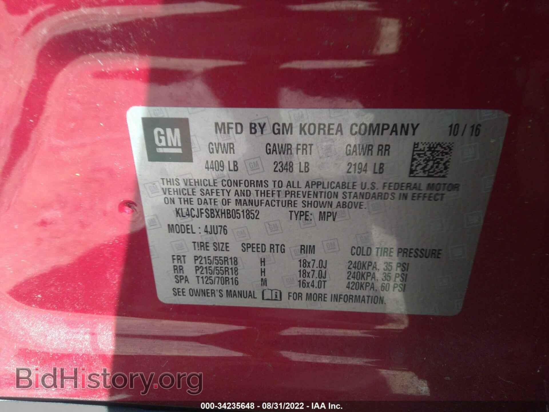 2017 BUICK ENCORE - VIN: KL4CJFSBXHB051852 - Photo 9