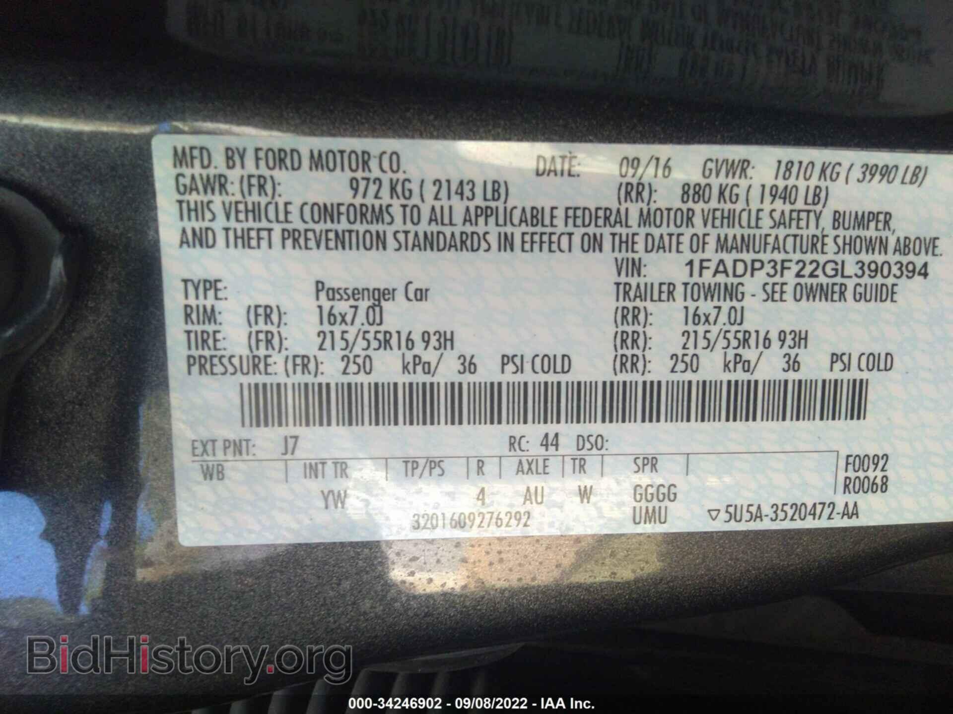2016 FORD FOCUS - VIN: 1FADP3F22GL390394 - Фото 9