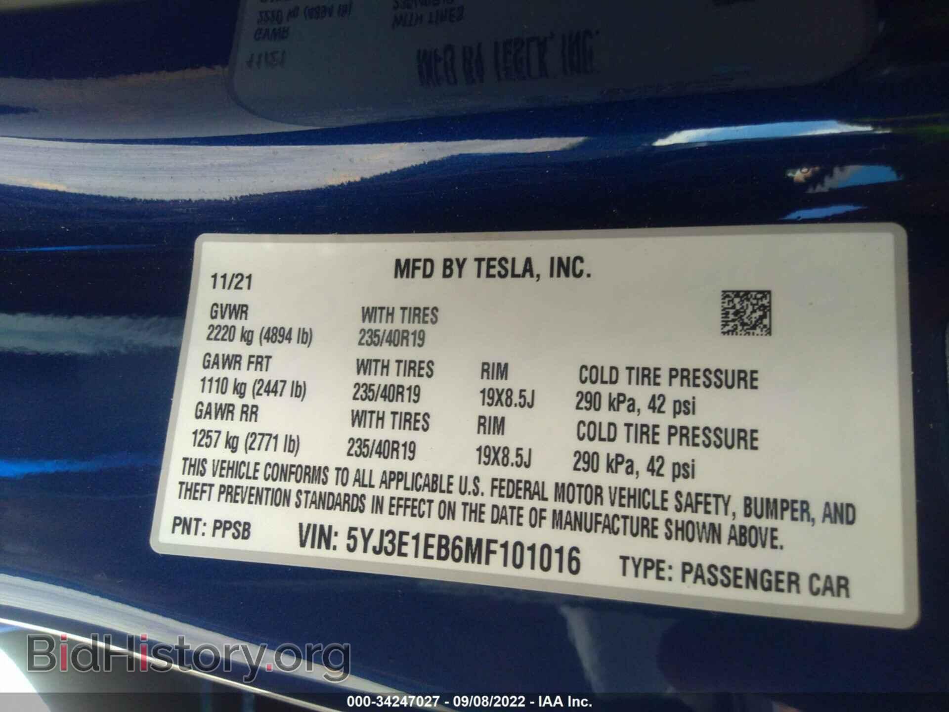 2021 TESLA MODEL 3 - VIN: 5YJ3E1EB6MF101016 - Photo 9